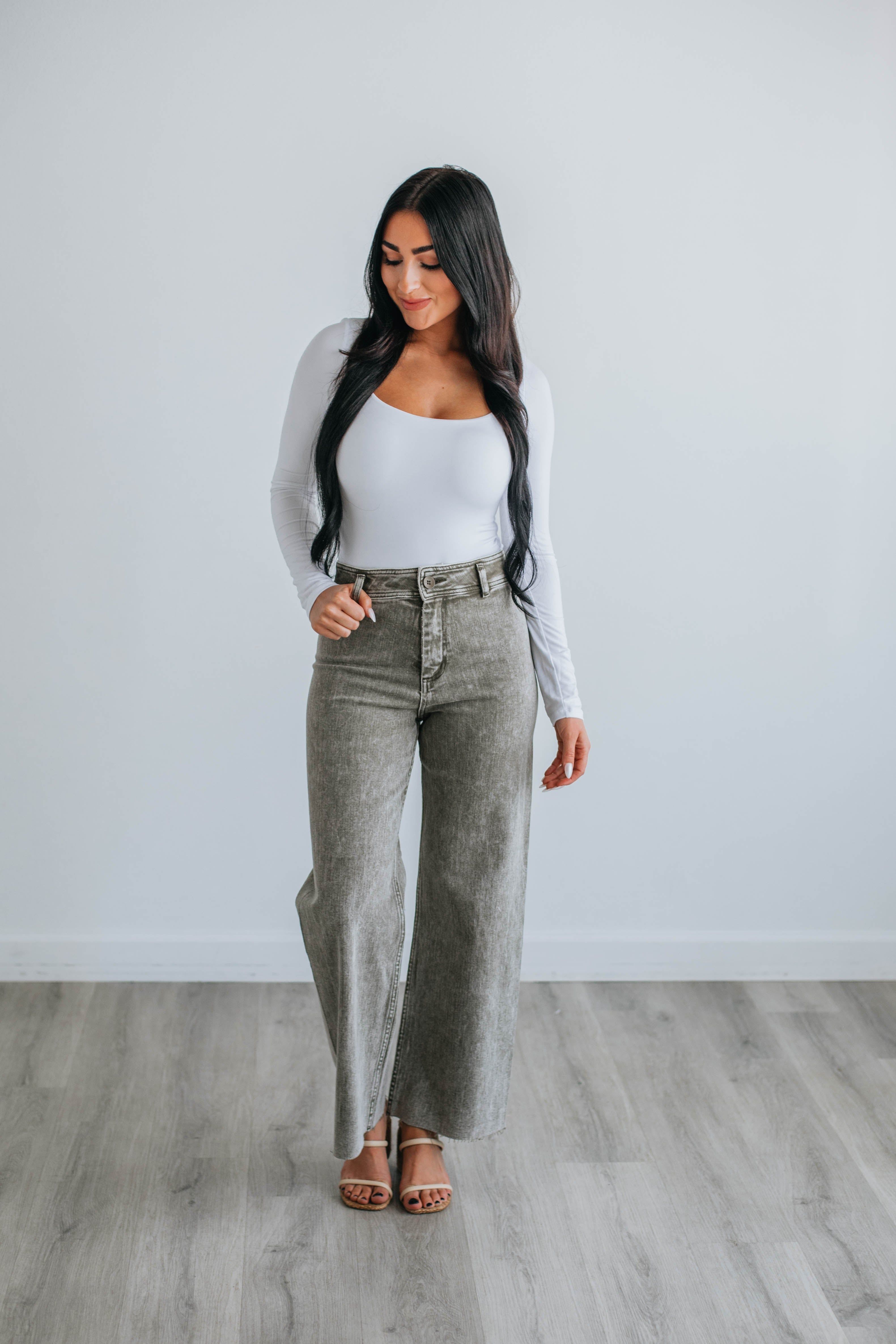 Kirby Wide Leg Pants - Washed Olive sold by Wild Oak Boutique product image thumbnail 5