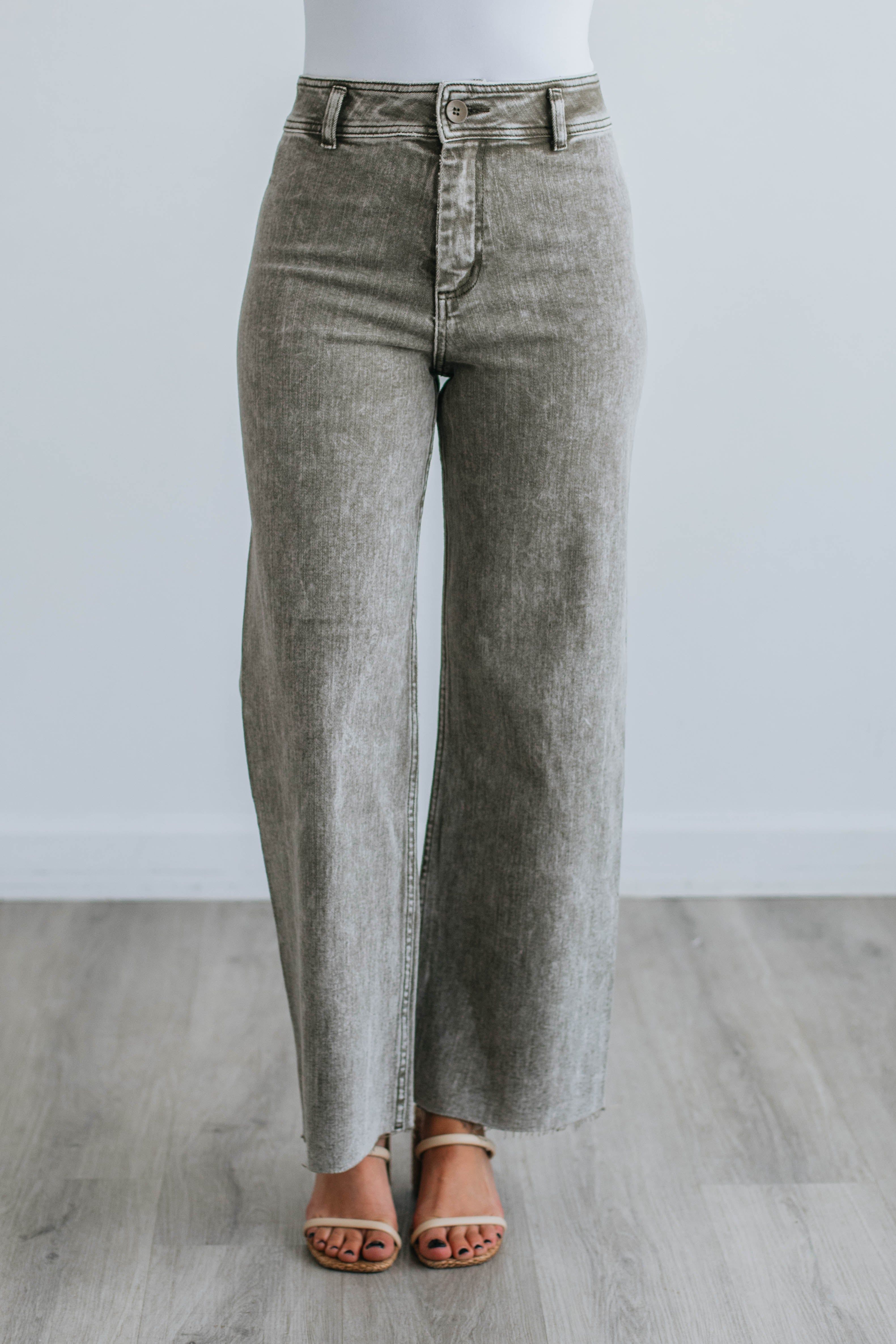 Kirby Wide Leg Pants - Washed Olive sold by Wild Oak Boutique product image thumbnail 2