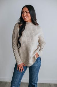 Trina Mock Neck Sweater sold by Wild Oak Boutique