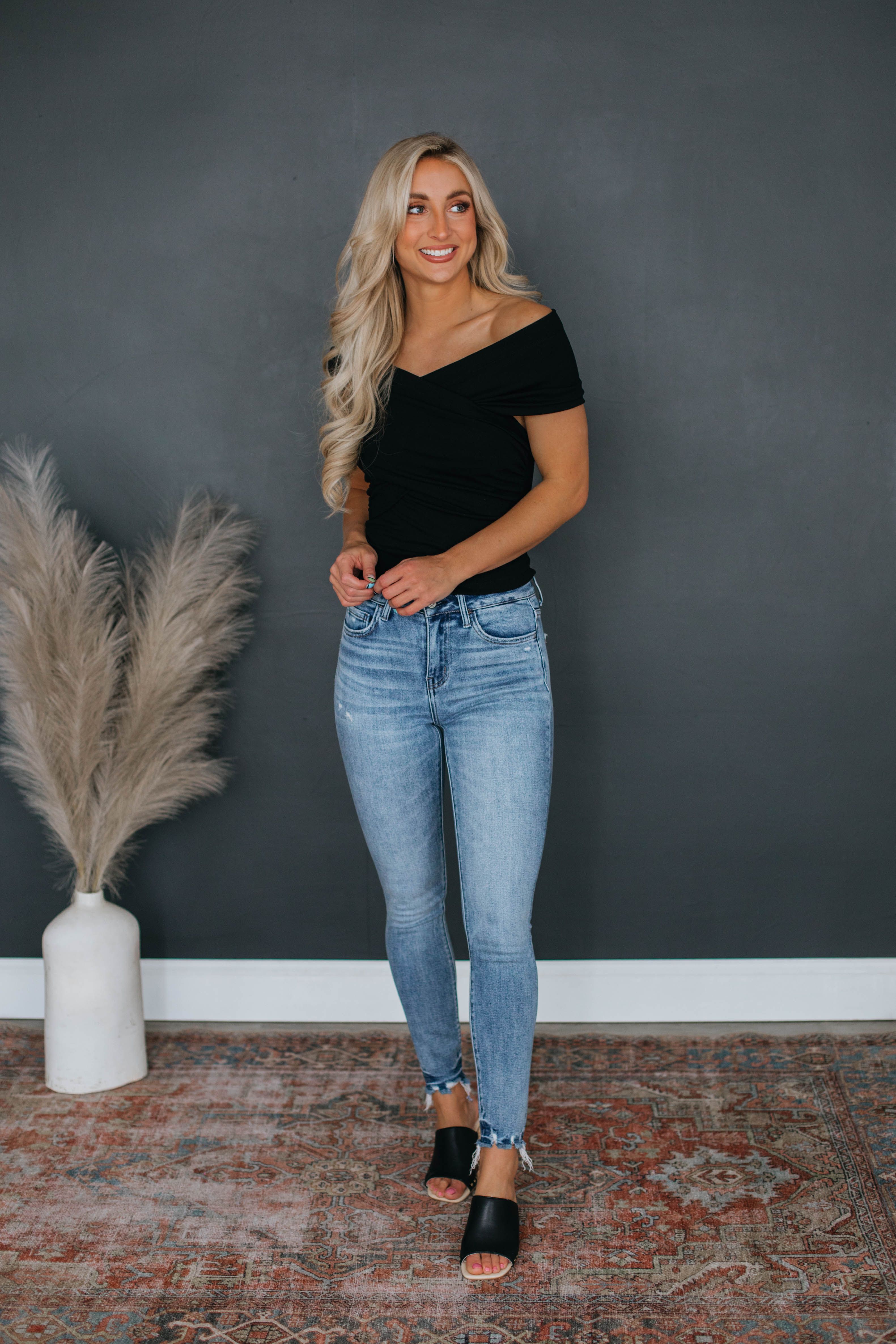 Molly Crossover Top - Black sold by Wild Oak Boutique product image thumbnail 2