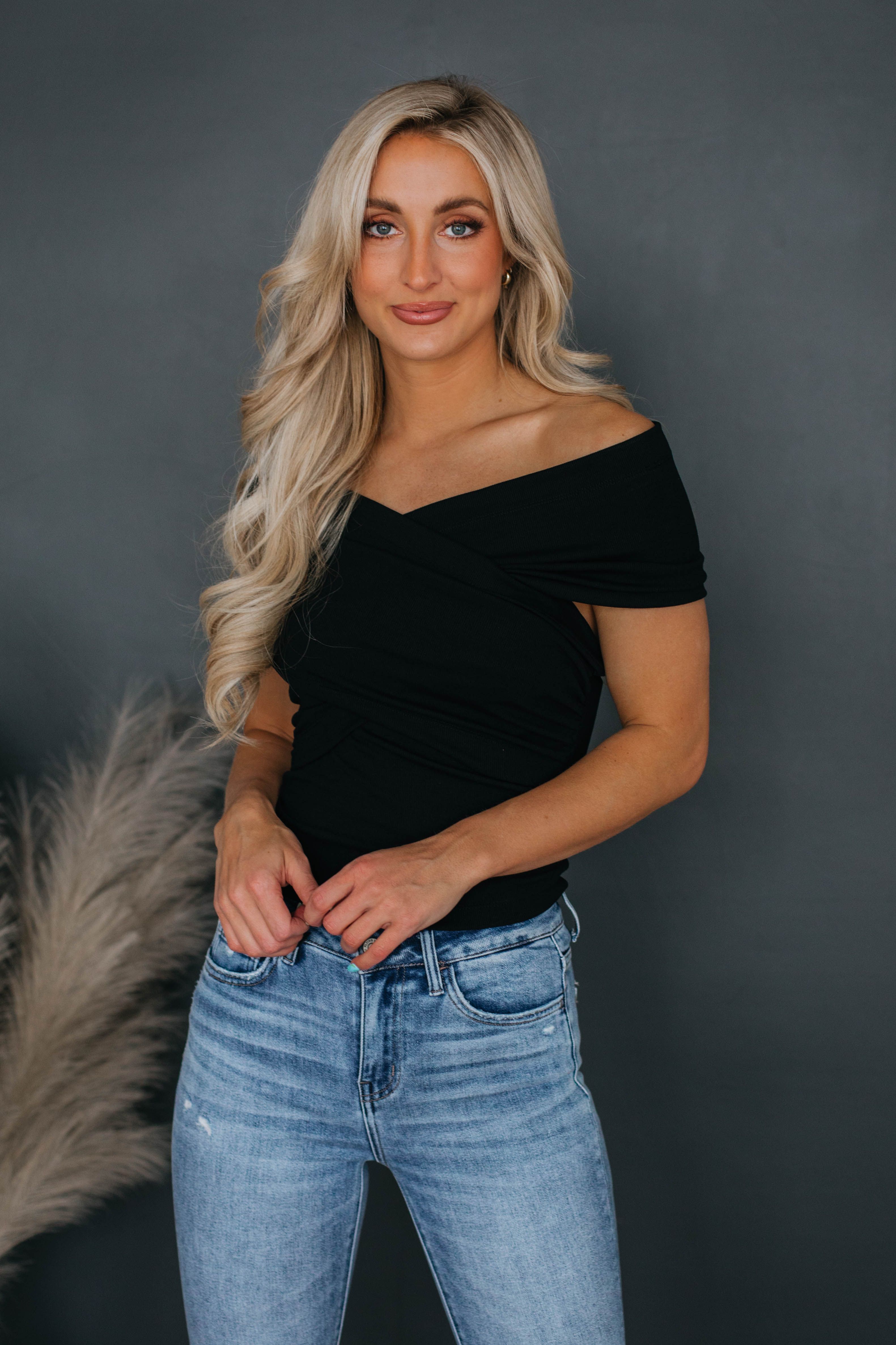 Molly Crossover Top - Black sold by Wild Oak Boutique product image thumbnail 5