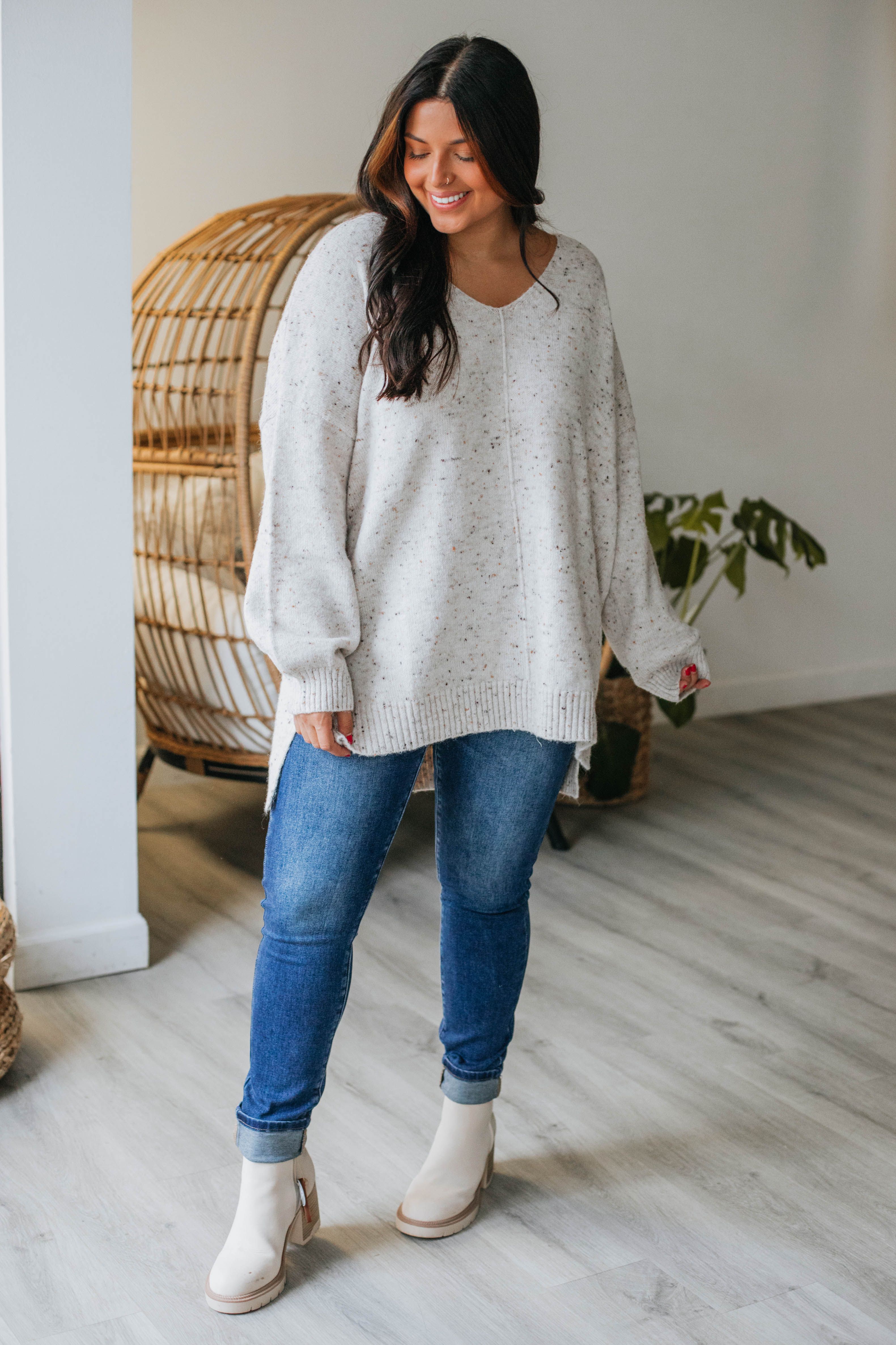 Annie Speckled Sweater - Oatmeal sold by Wild Oak Boutique product image thumbnail 2