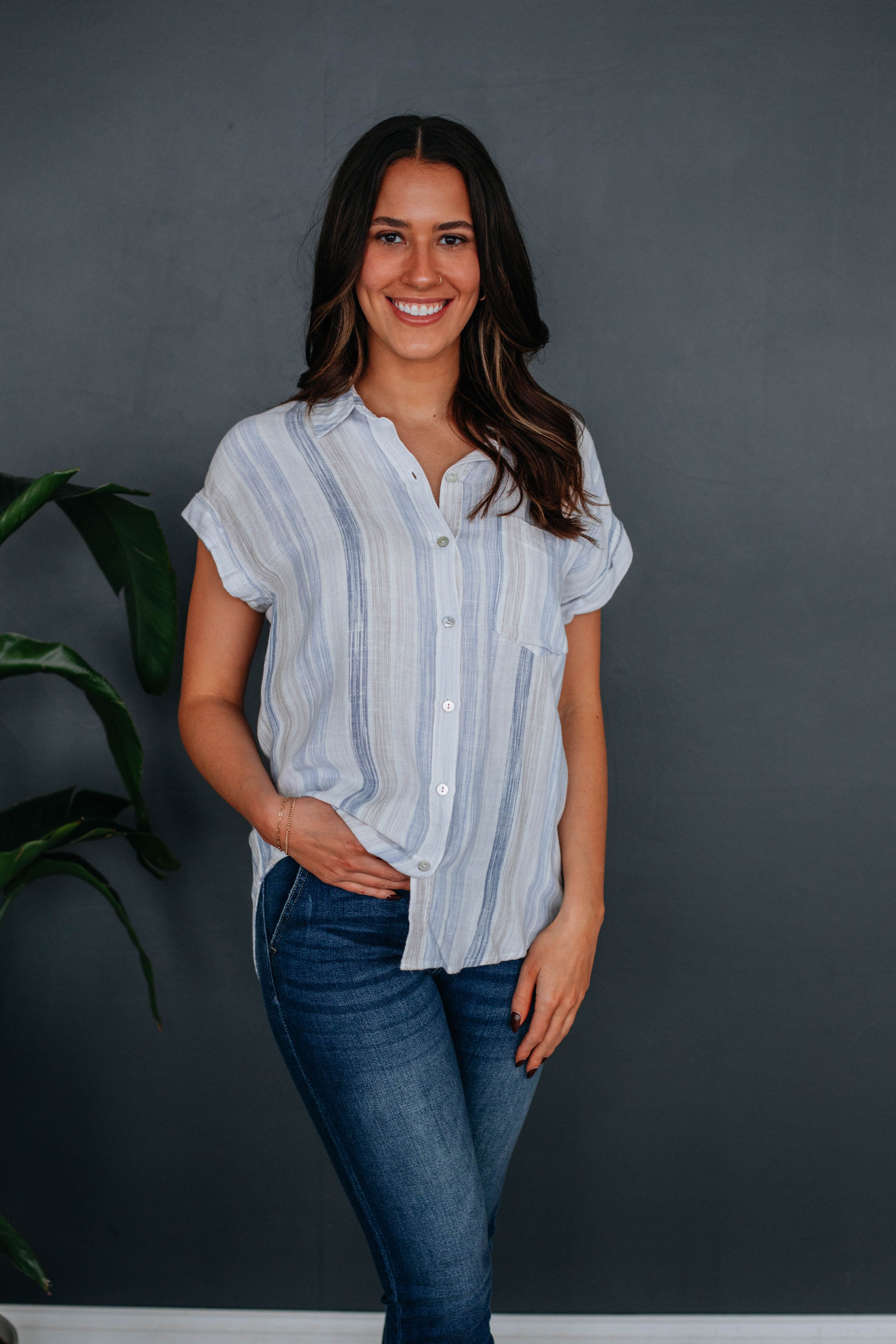 Bethany Striped Button Down sold by Wild Oak Boutique