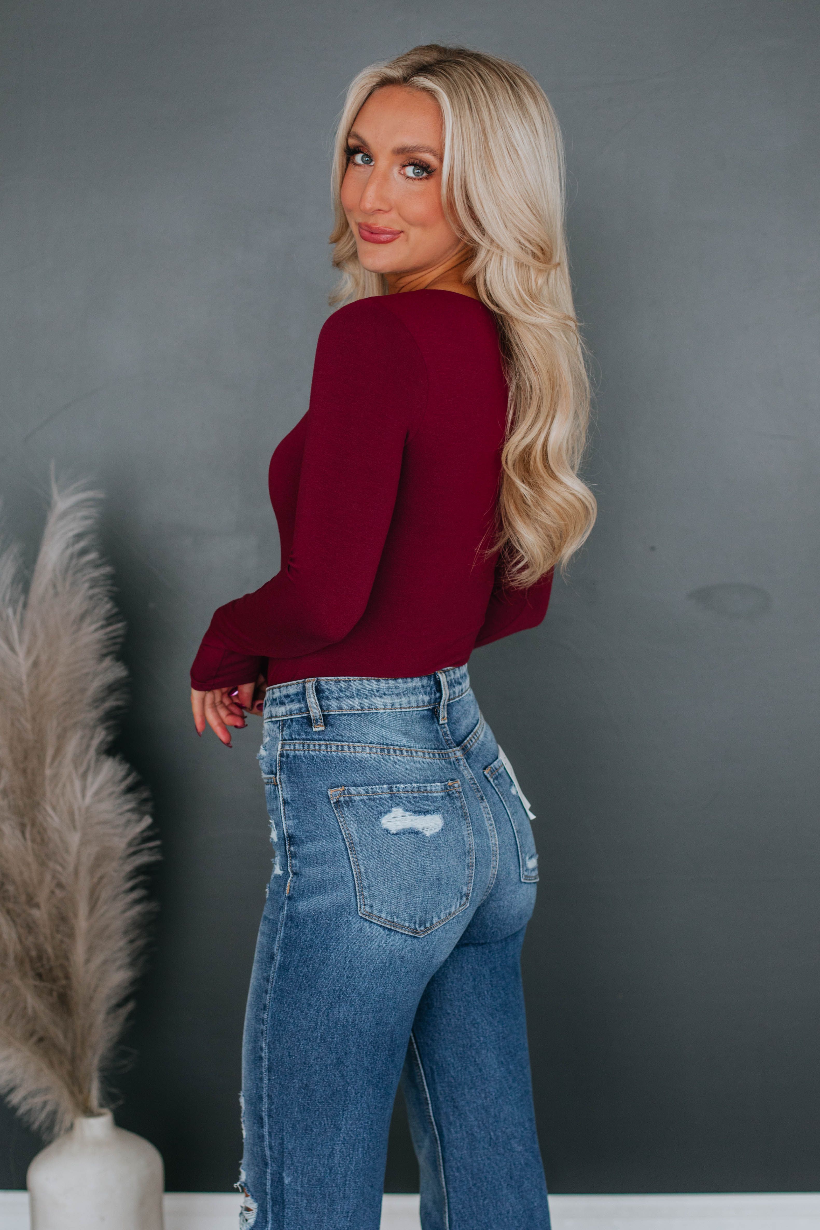 Kalinda Bodysuit - Wine sold by Wild Oak Boutique product image thumbnail 3