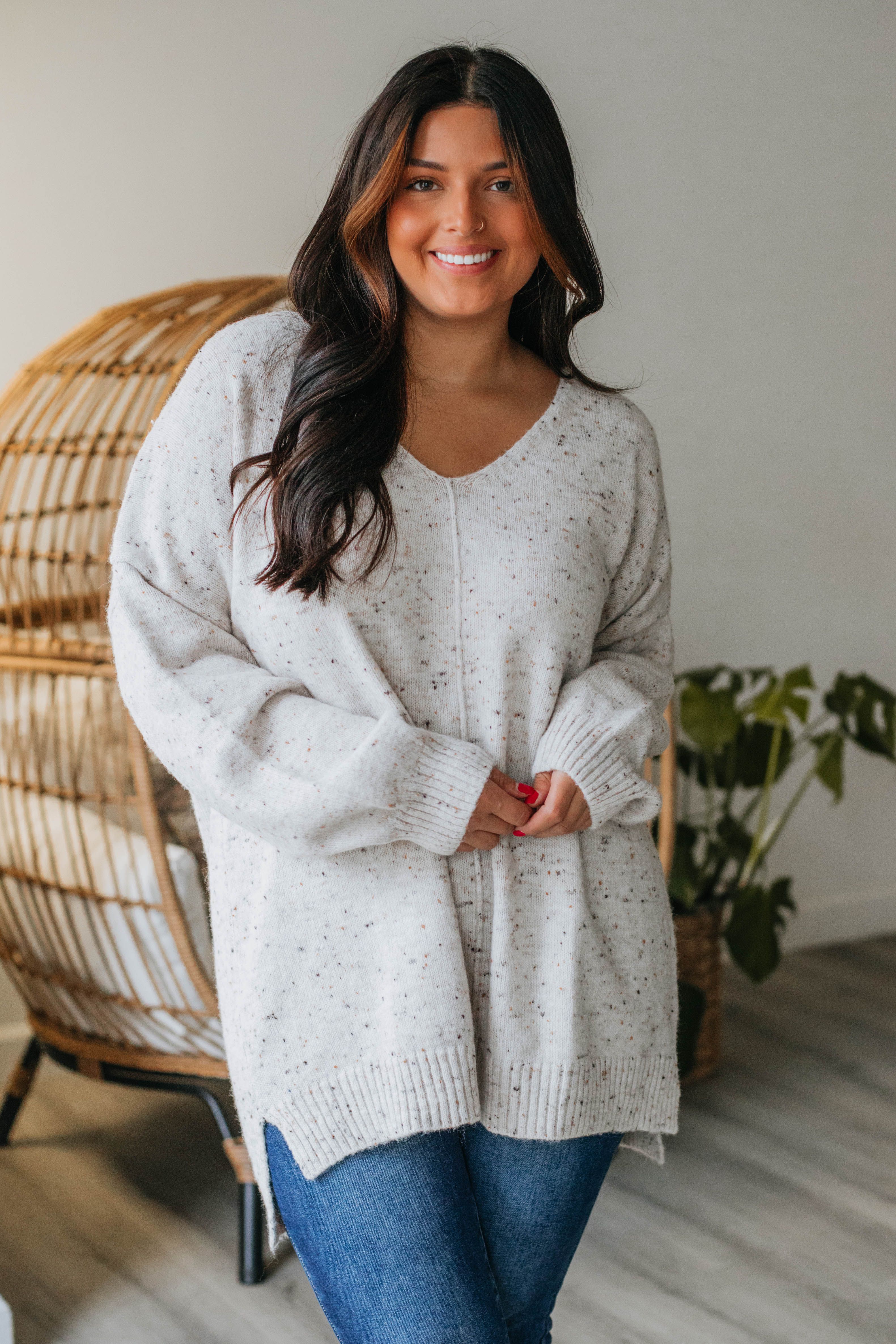 Annie Speckled Sweater - Oatmeal sold by Wild Oak Boutique