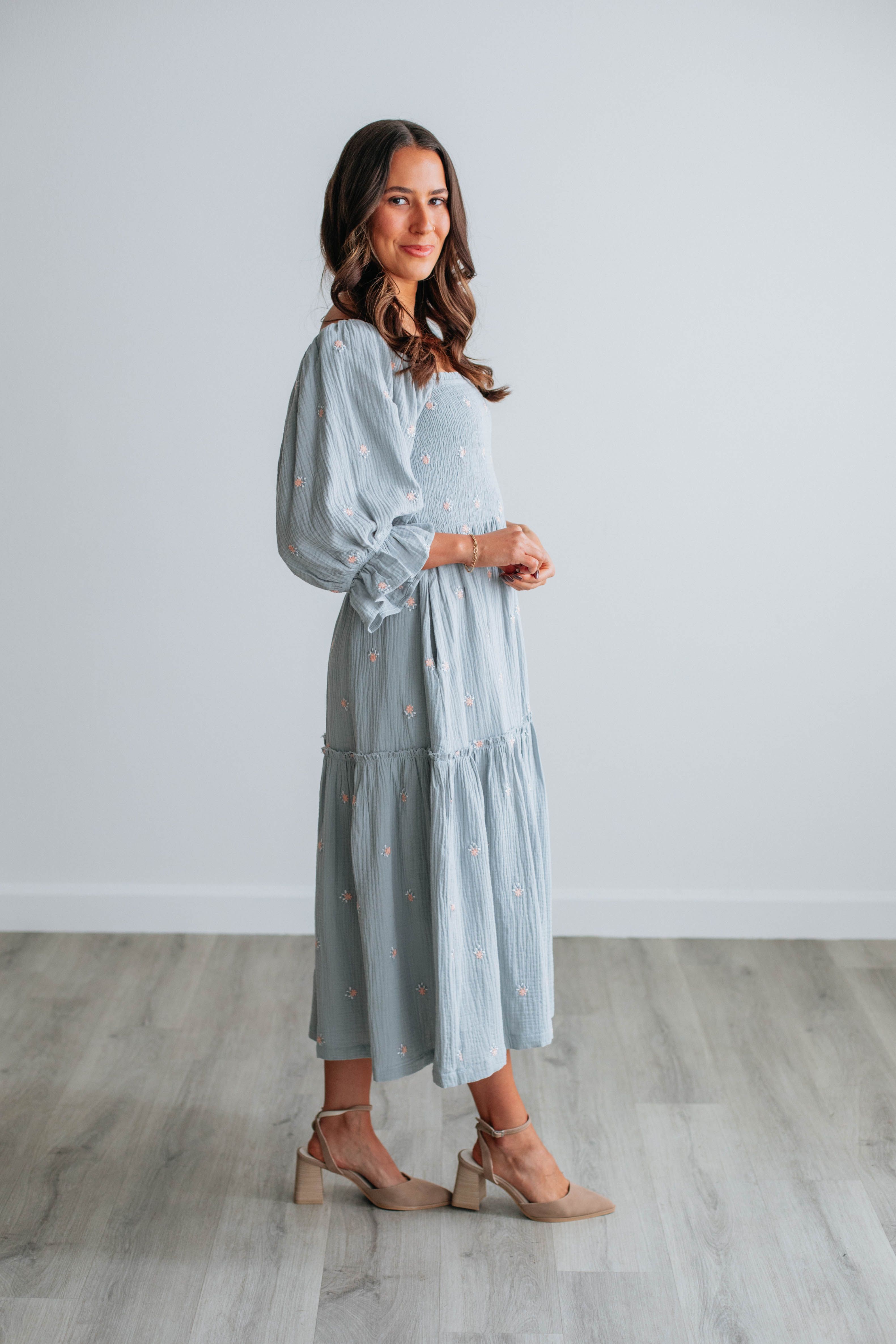 Darcy Midi Dress - Powder Blue sold by Wild Oak Boutique product image thumbnail 4