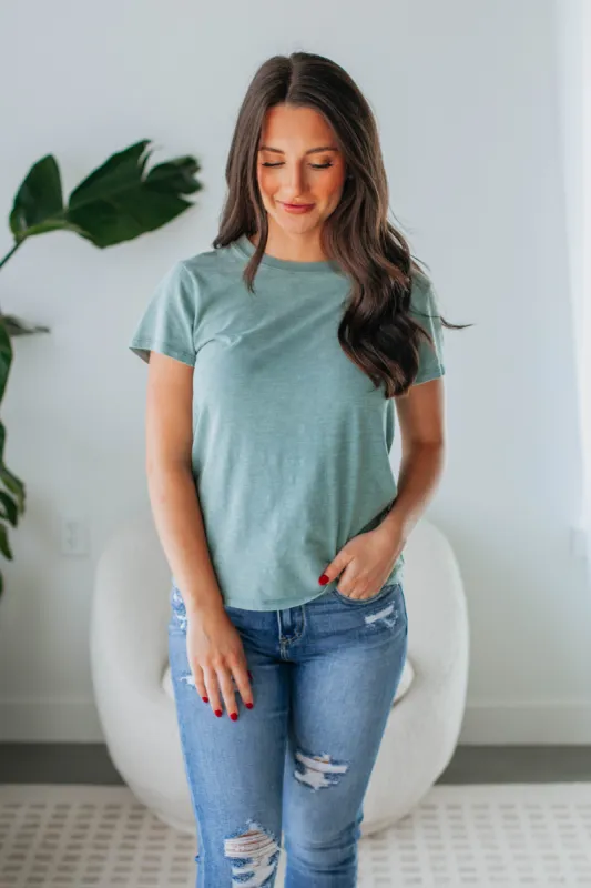 Jeannette Basic Tee - Jade sold by Wild Oak Boutique