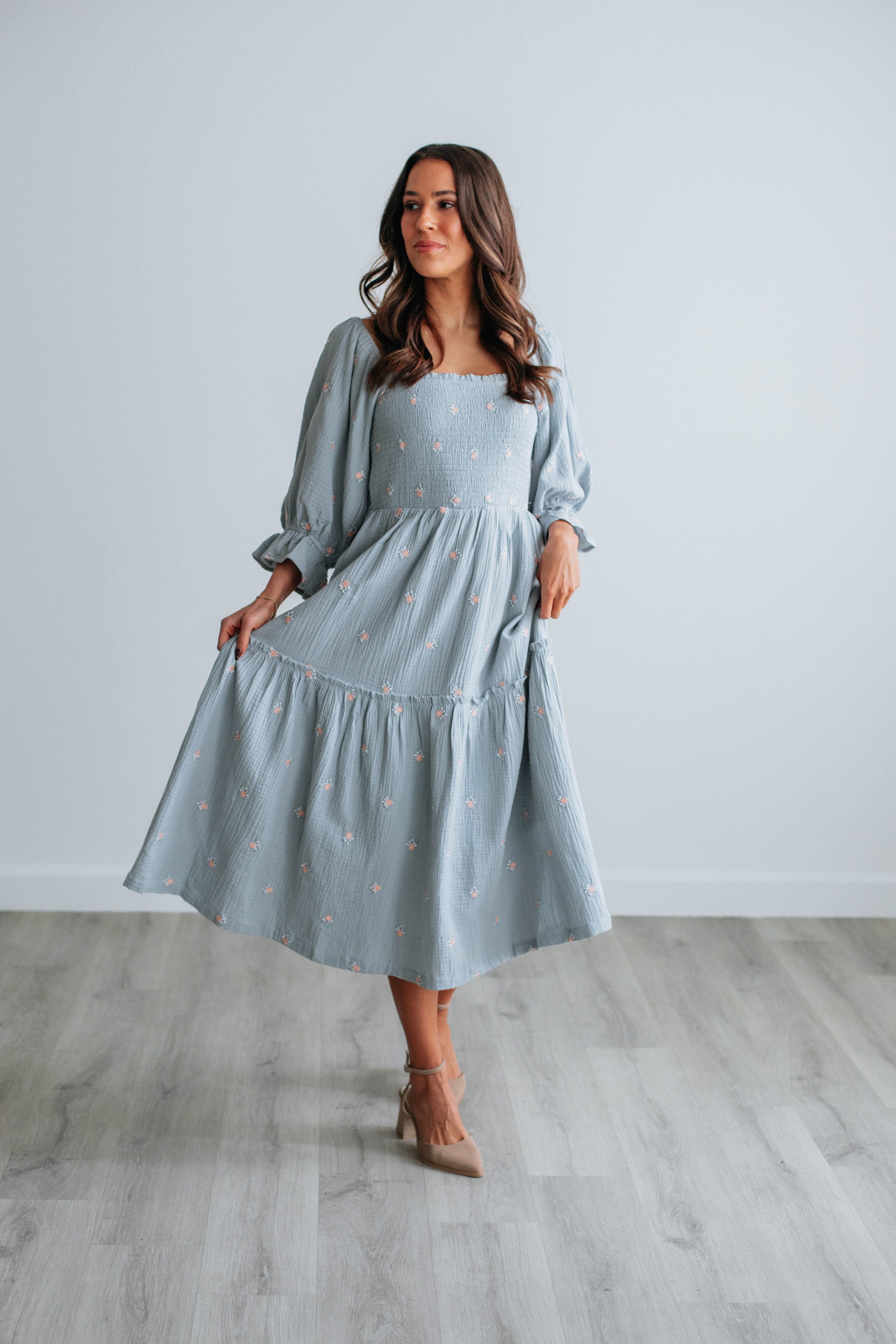 Darcy Midi Dress - Powder Blue sold by Wild Oak Boutique product image thumbnail 3