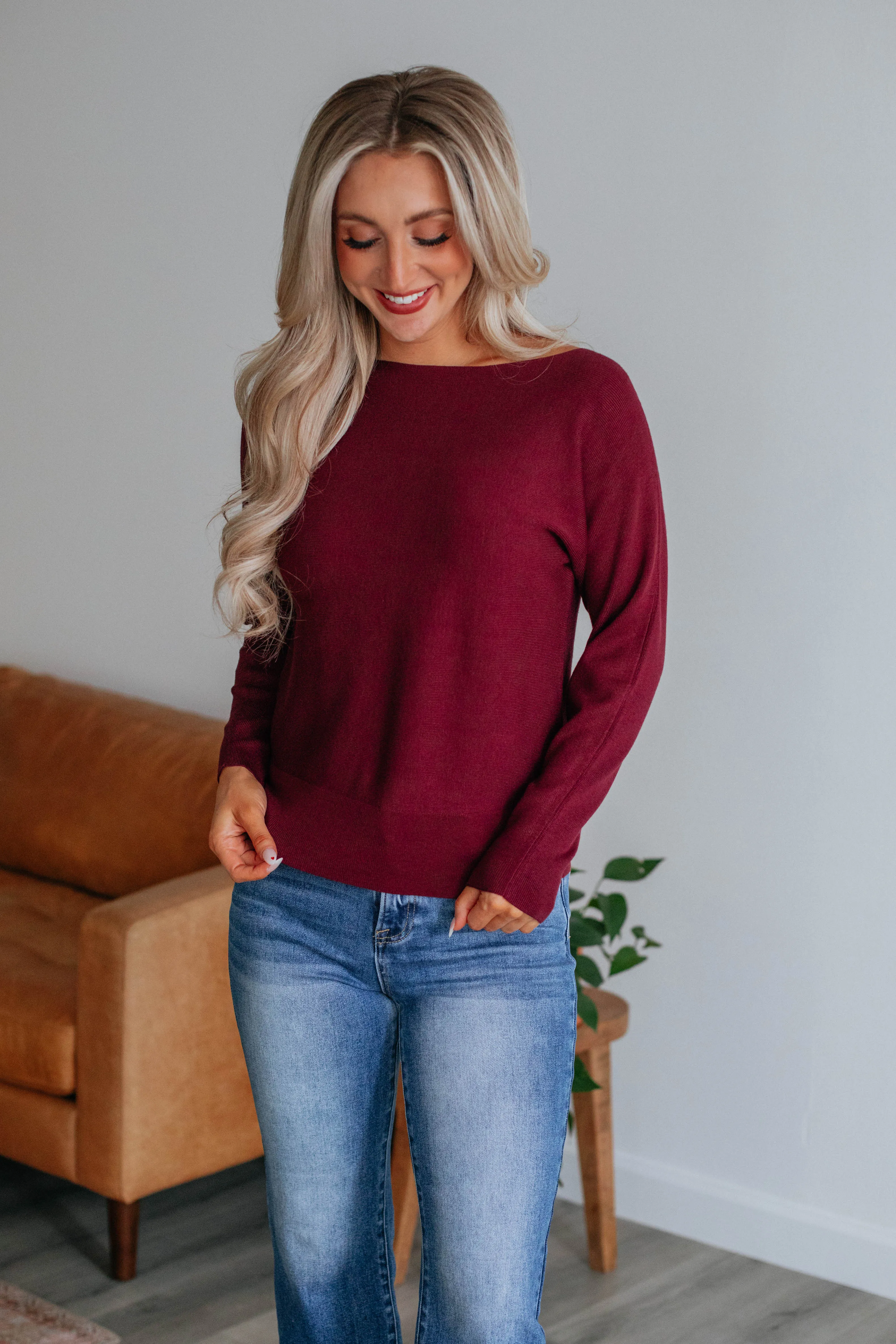 Helen Ribbed Sweater - Wine sold by Wild Oak Boutique product image thumbnail 3