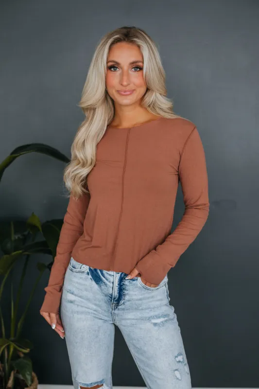 Bruno Long Sleeve Top - Rosewood sold by Wild Oak Boutique