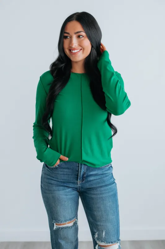 Bruno Long Sleeve Top - Kelly Green sold by Wild Oak Boutique