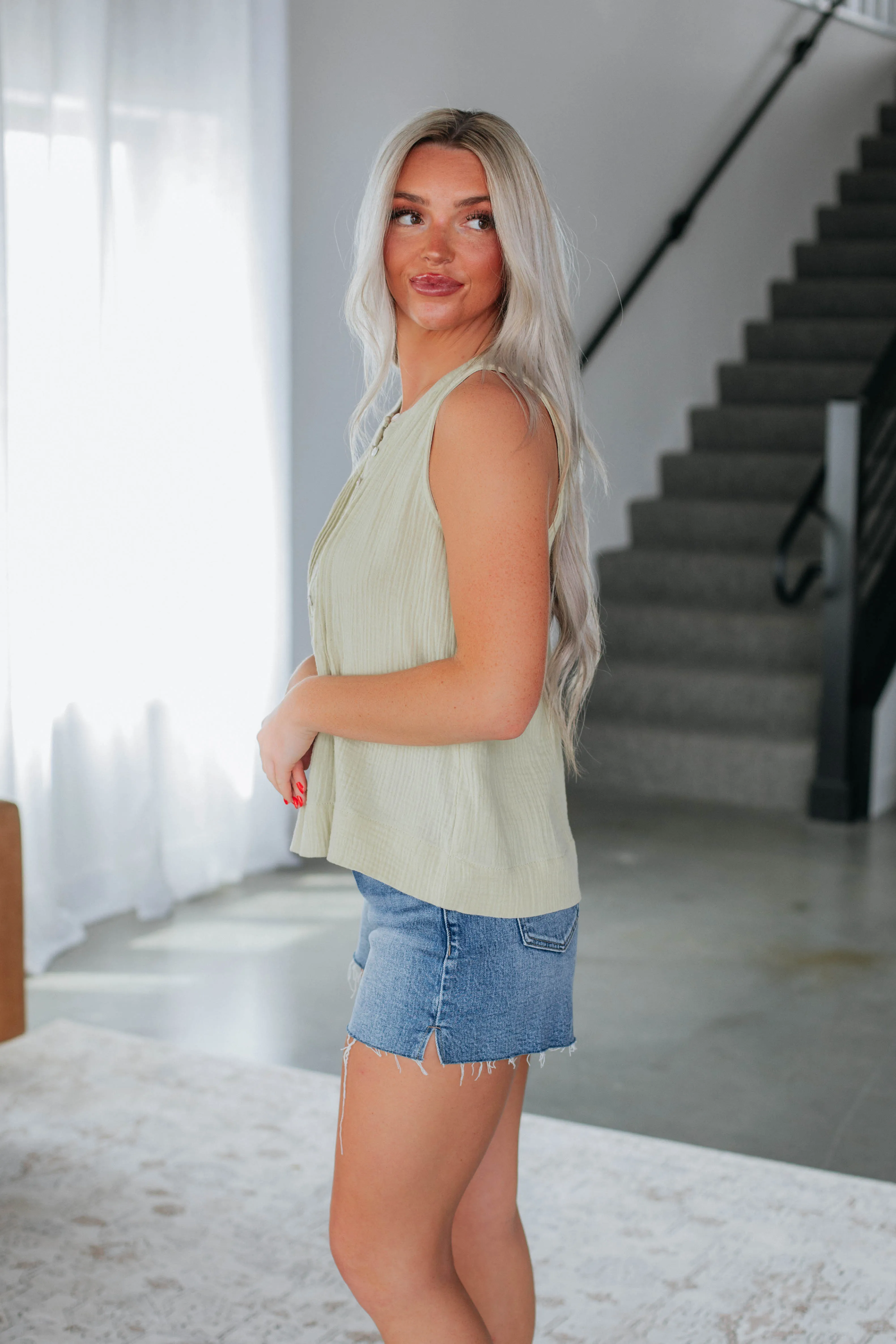 Dionne Tank - Light Olive sold by Wild Oak Boutique product image thumbnail 3