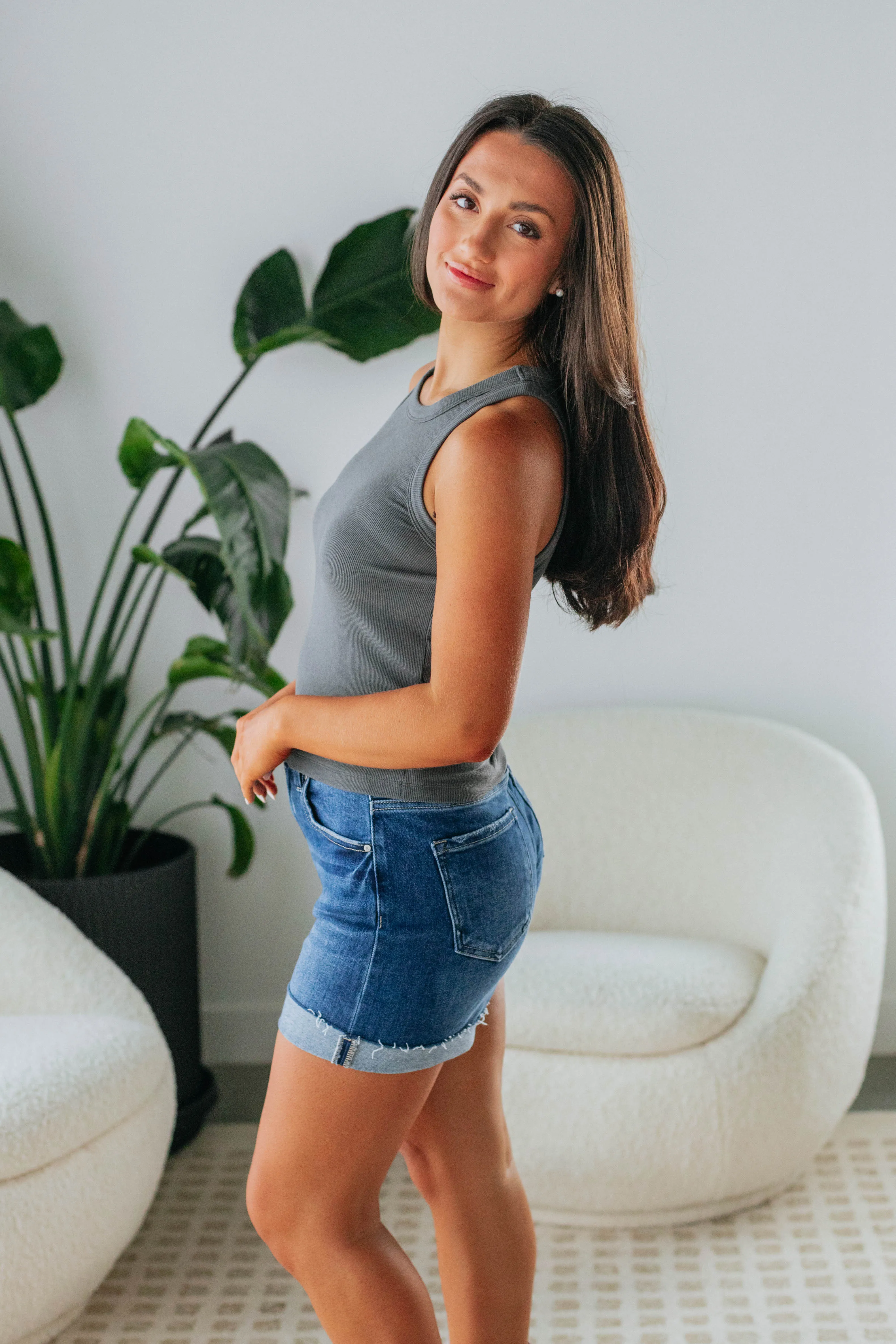 Reeves Ribbed Tank - Charcoal sold by Wild Oak Boutique product image thumbnail 2
