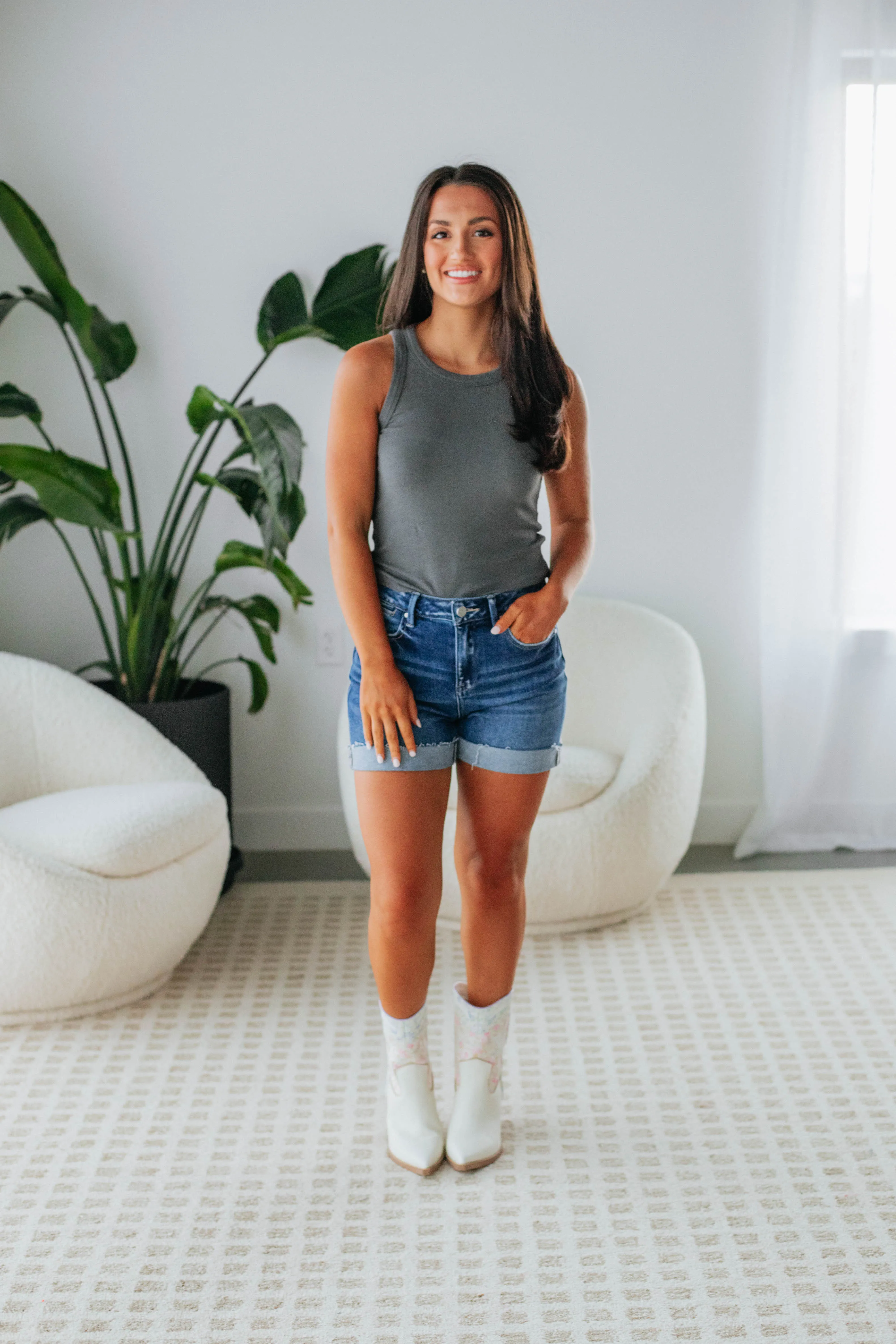 Reeves Ribbed Tank - Charcoal sold by Wild Oak Boutique product image thumbnail 4