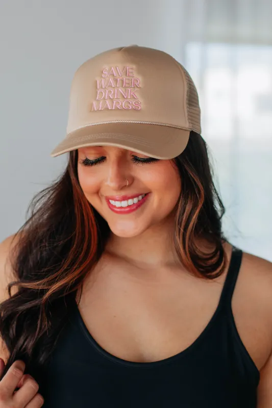 Save Water Drink Margs Trucker Hat - Beige sold by Wild Oak Boutique