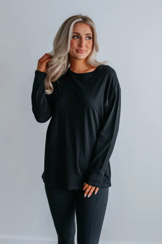 Sydelle Long Sleeve Tee - Black sold by Wild Oak Boutique