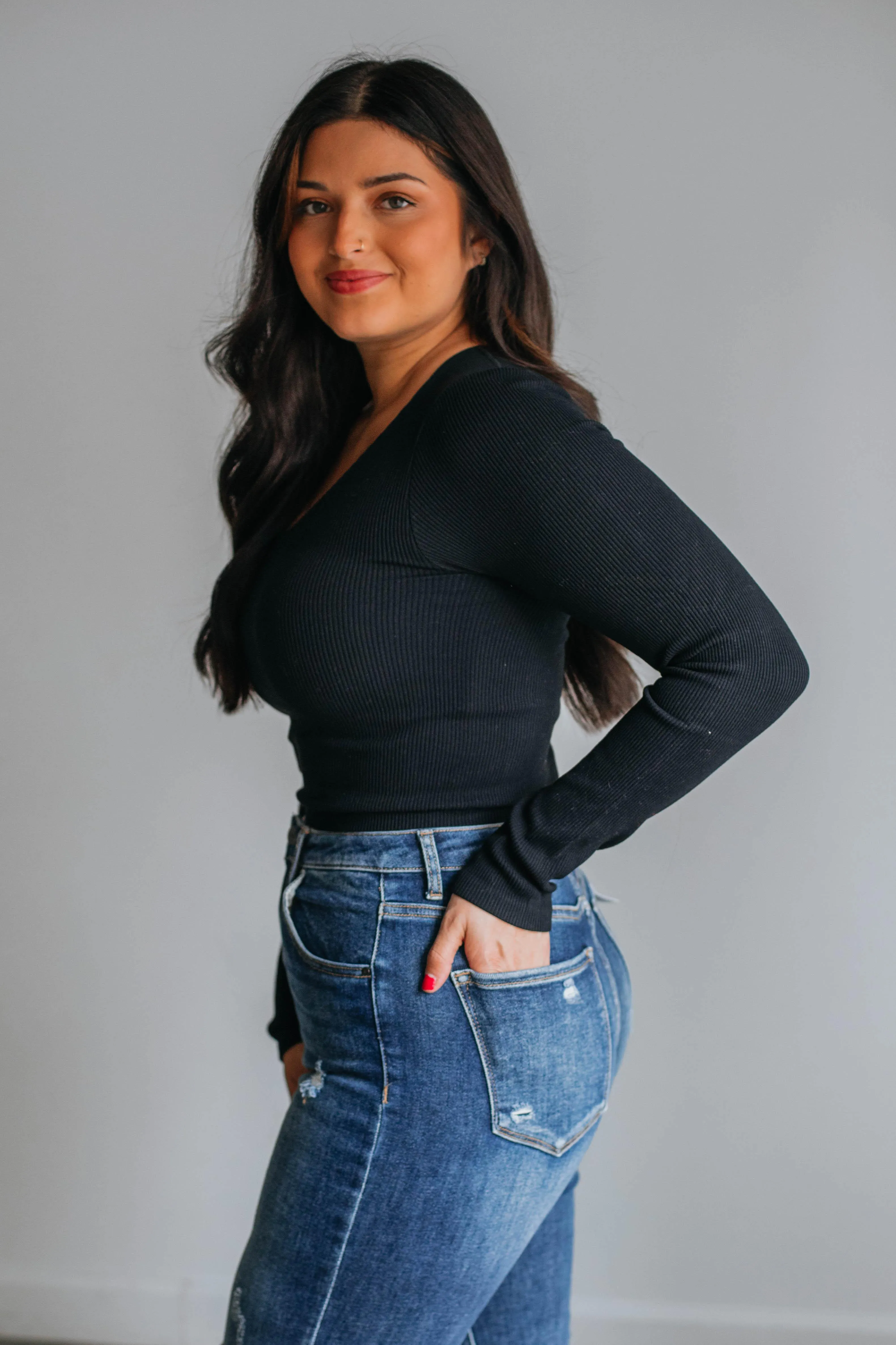 Lyla Ribbed Top - Black sold by Wild Oak Boutique product image thumbnail 4