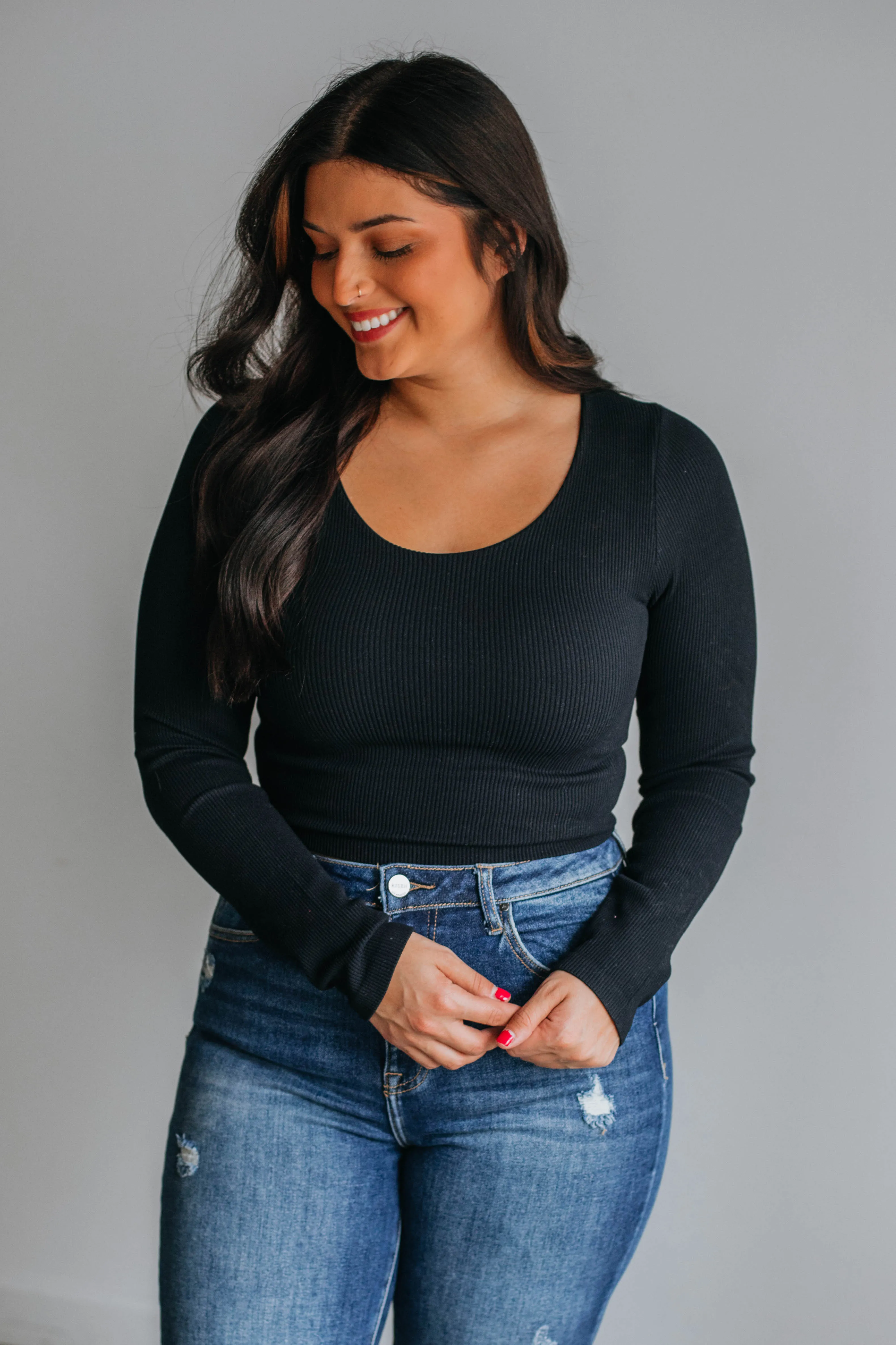 Lyla Ribbed Top - Black sold by Wild Oak Boutique product image thumbnail 3