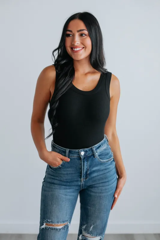 Jolene Ribbed Bodysuit - Black sold by Wild Oak Boutique