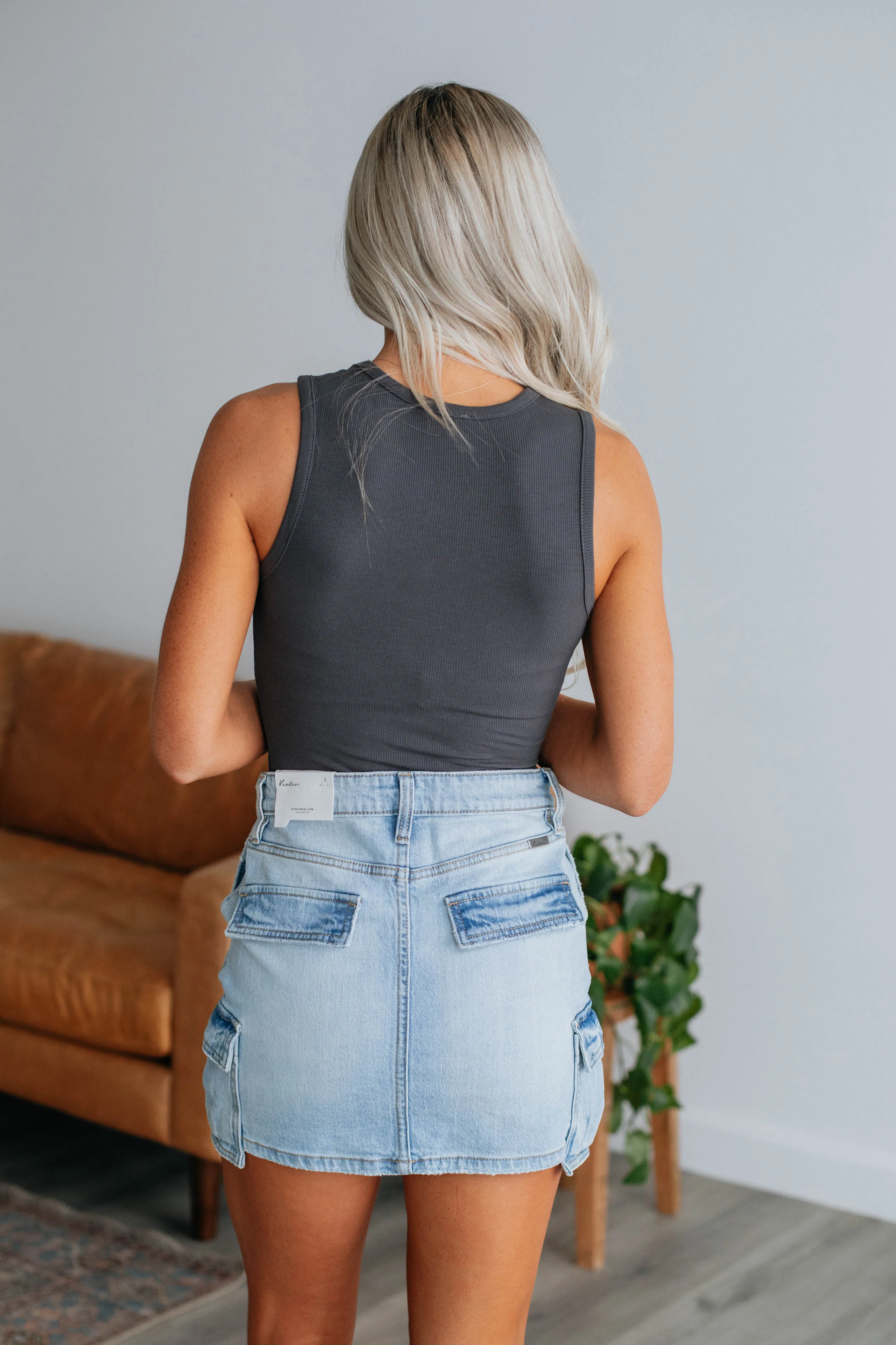 April Ribbed Bodysuit - Charcoal sold by Wild Oak Boutique product image thumbnail 4