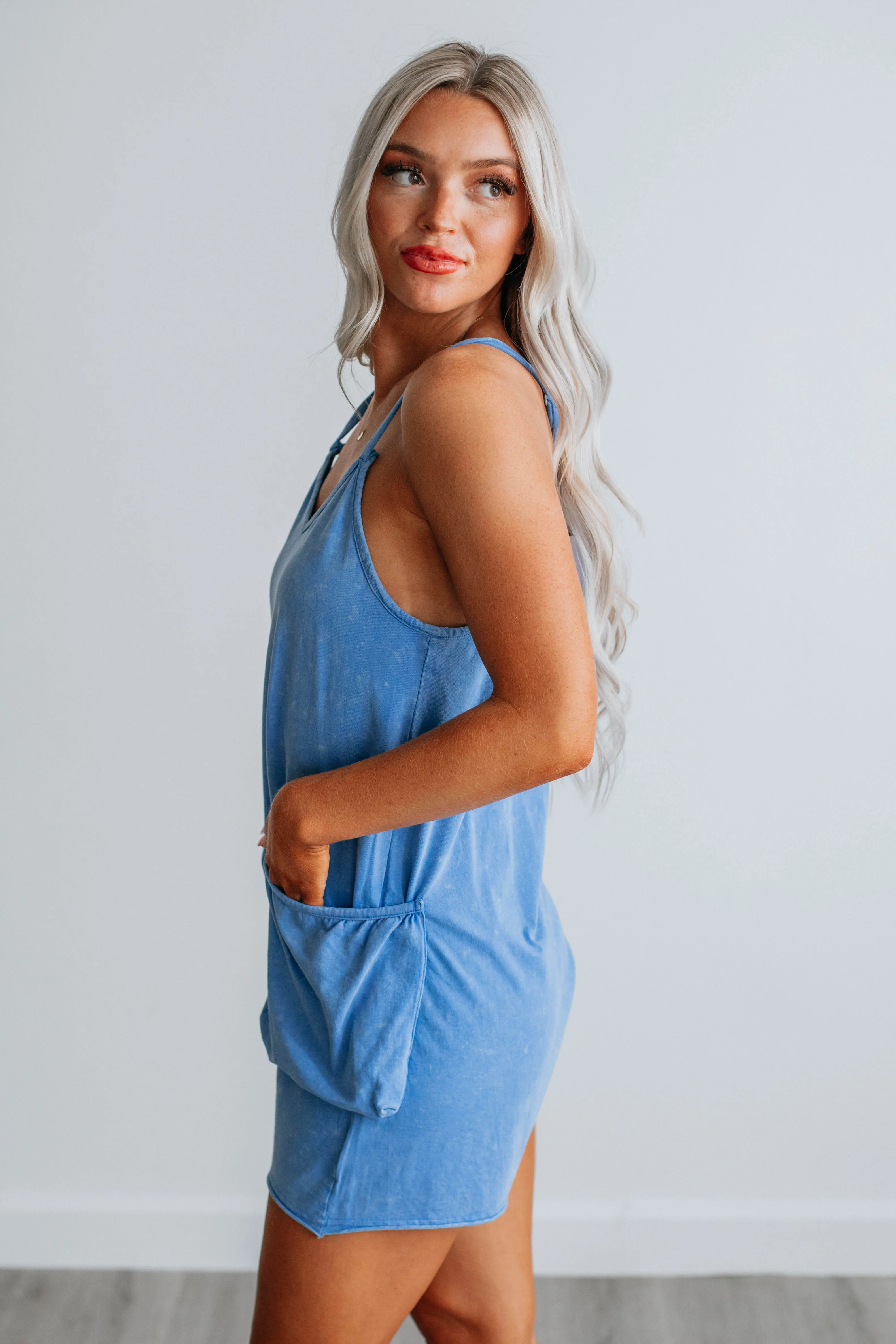 Oakley Lounge Romper - Cornflower Blue sold by Wild Oak Boutique product image thumbnail 2