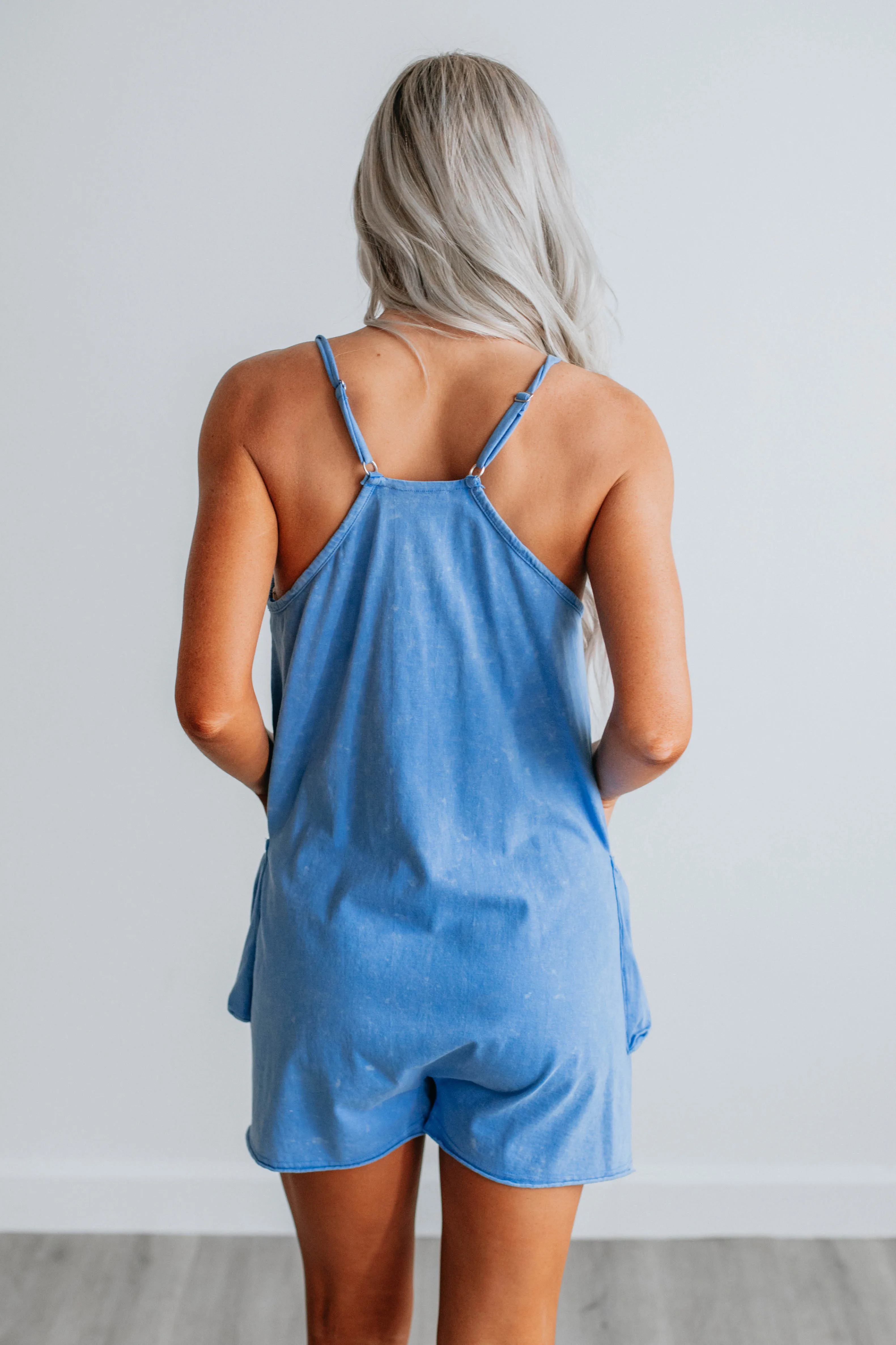 Oakley Lounge Romper - Cornflower Blue sold by Wild Oak Boutique product image thumbnail 4