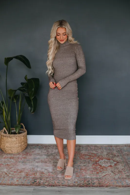 Stefan Mock Neck Dress - Mocha sold by Wild Oak Boutique