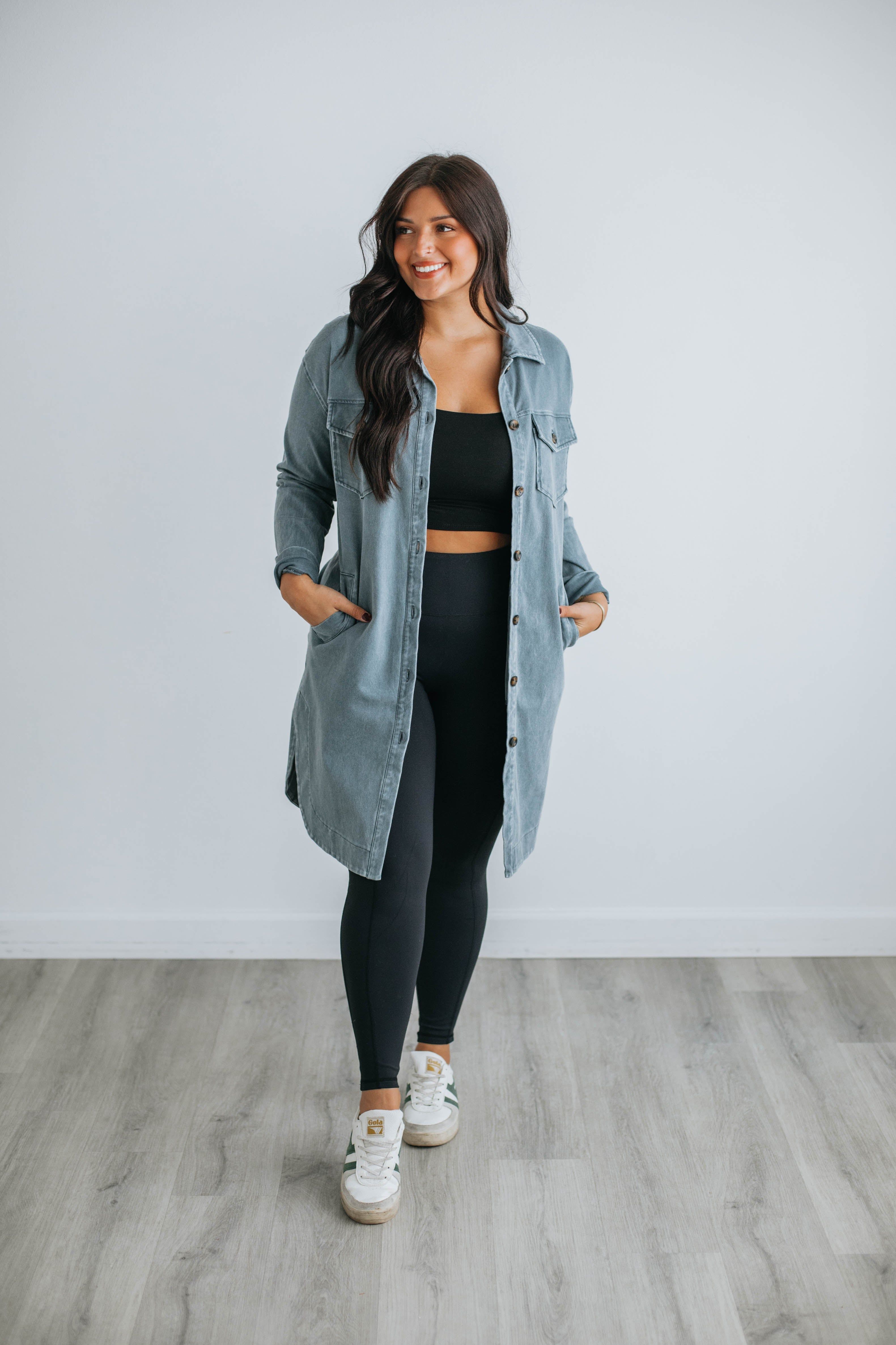 Tari Longline Shacket - Slate sold by Wild Oak Boutique product image thumbnail 7