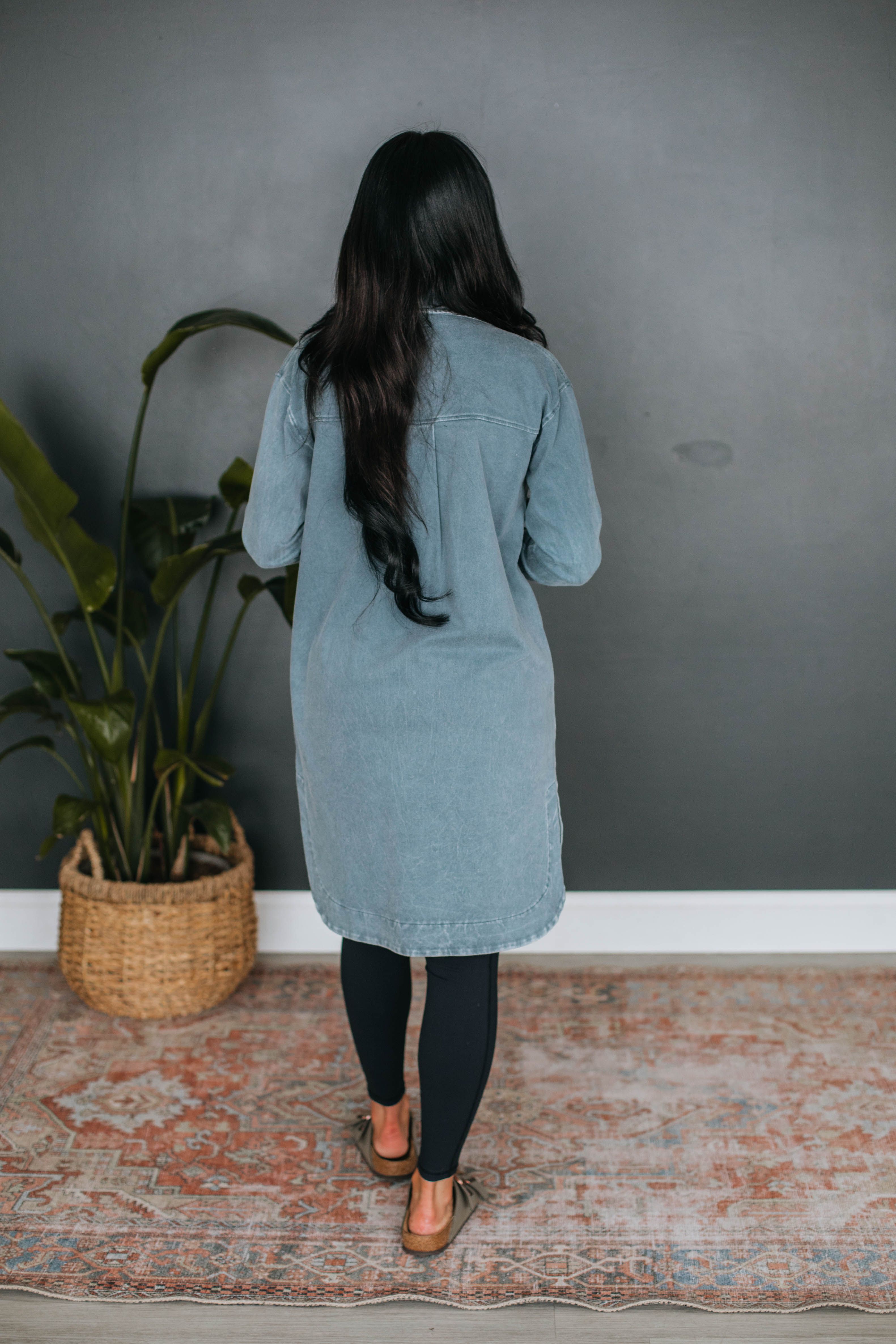 Tari Longline Shacket - Slate sold by Wild Oak Boutique product image thumbnail 5