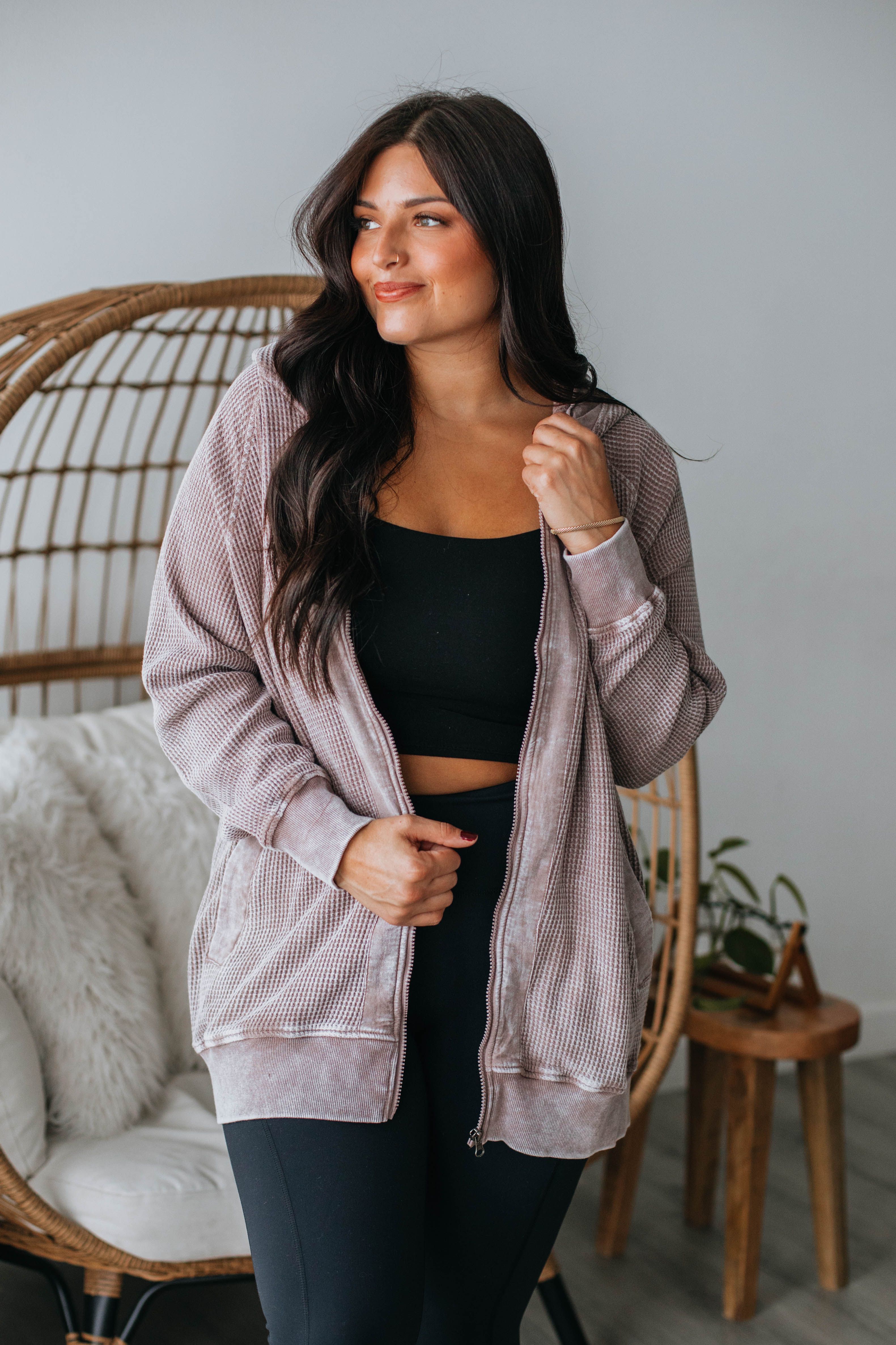 Leya Zip-Up Jacket - Mahogany sold by Wild Oak Boutique product image thumbnail 2