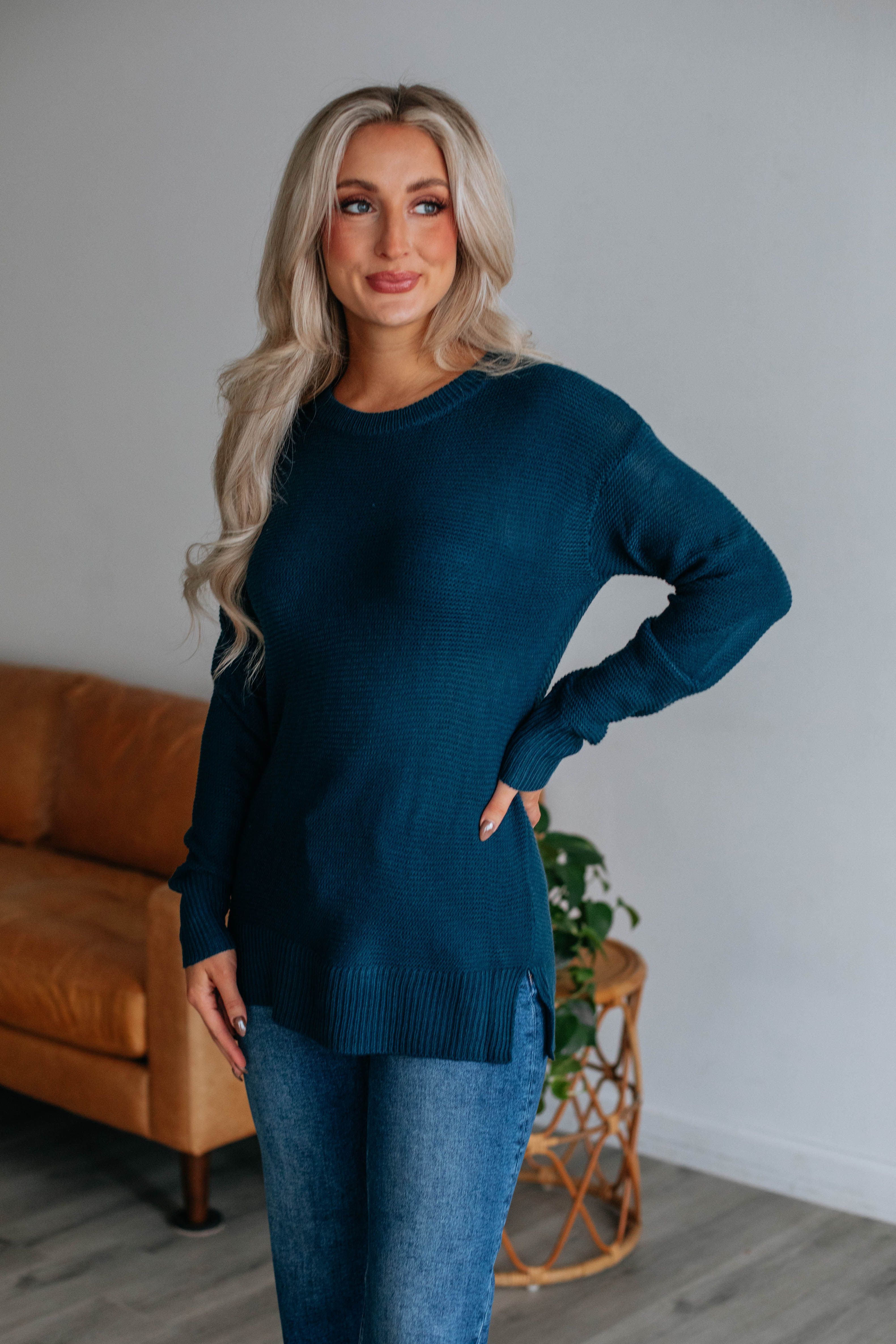 Adina Knit Sweater - Dark Teal sold by Wild Oak Boutique product image thumbnail 5