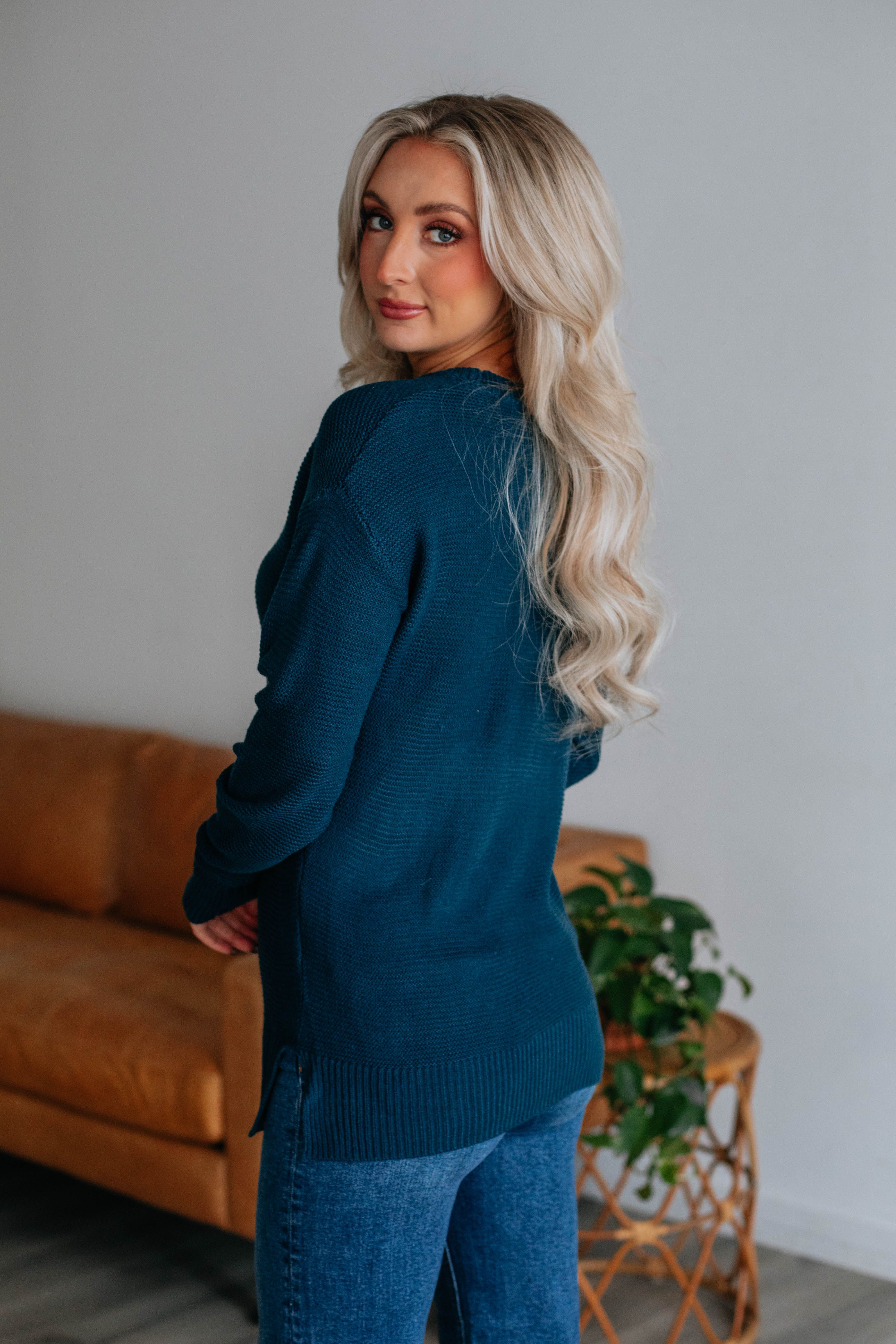 Adina Knit Sweater - Dark Teal sold by Wild Oak Boutique product image thumbnail 4