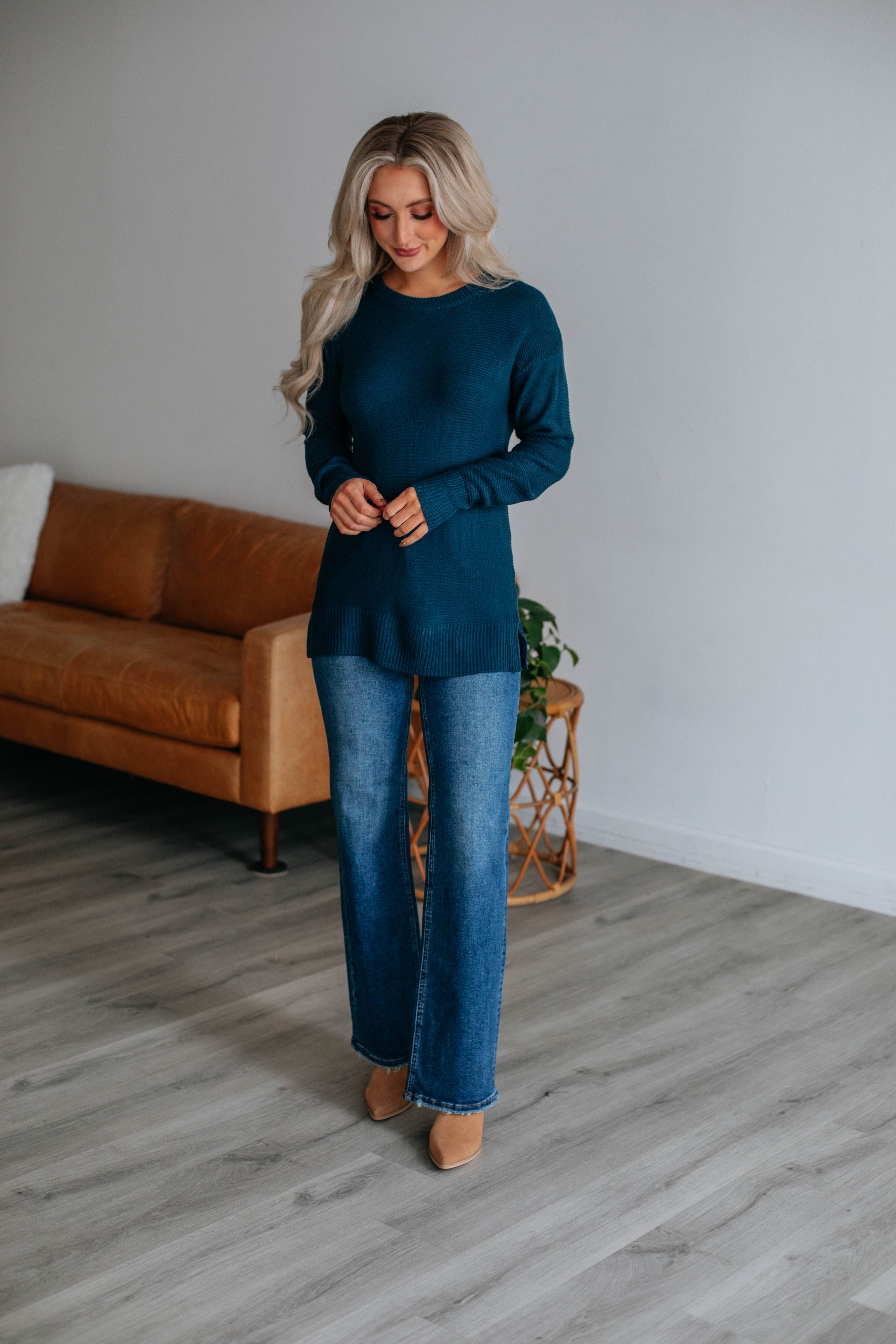 Adina Knit Sweater - Dark Teal sold by Wild Oak Boutique product image thumbnail 2