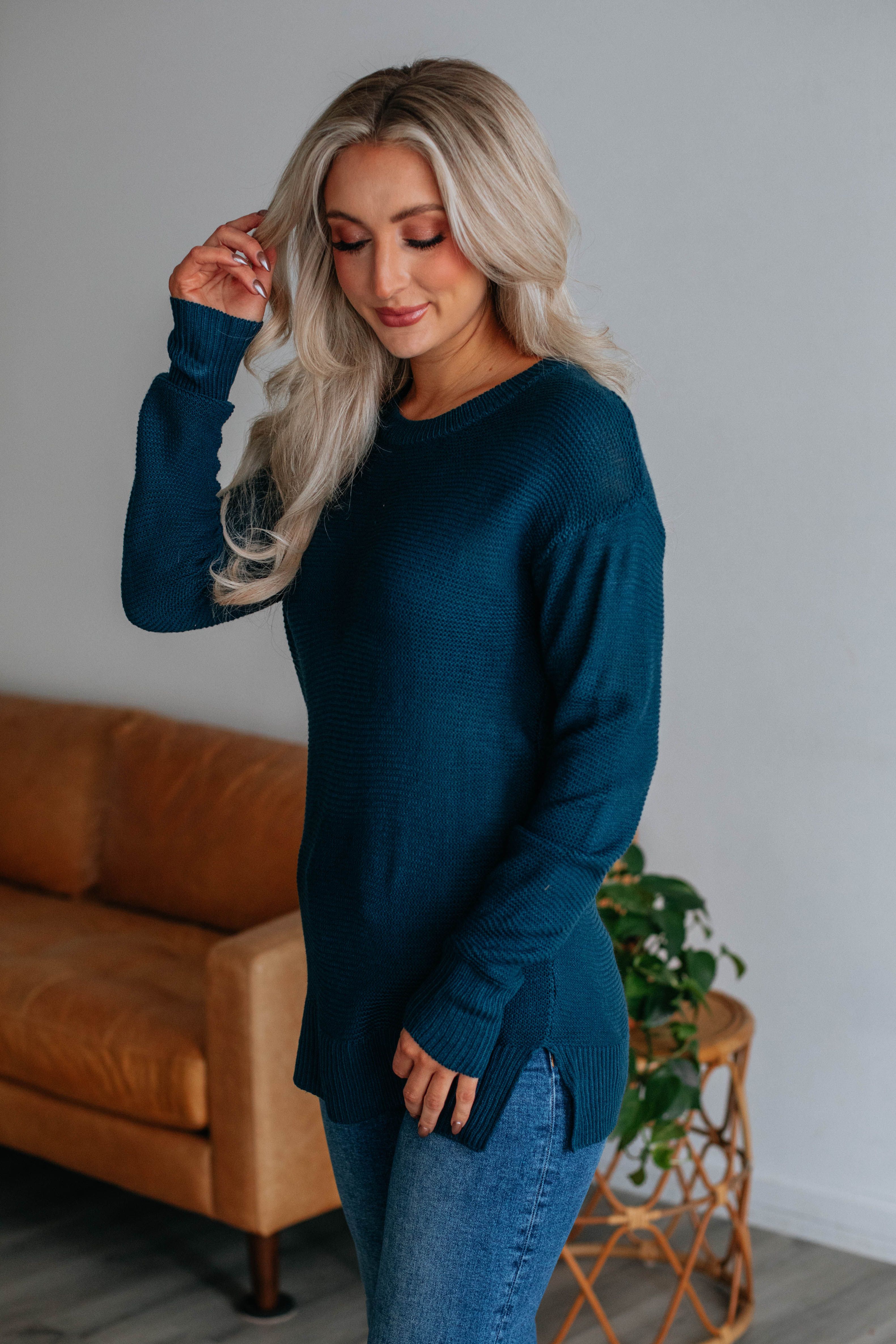 Adina Knit Sweater - Dark Teal sold by Wild Oak Boutique product image thumbnail 3