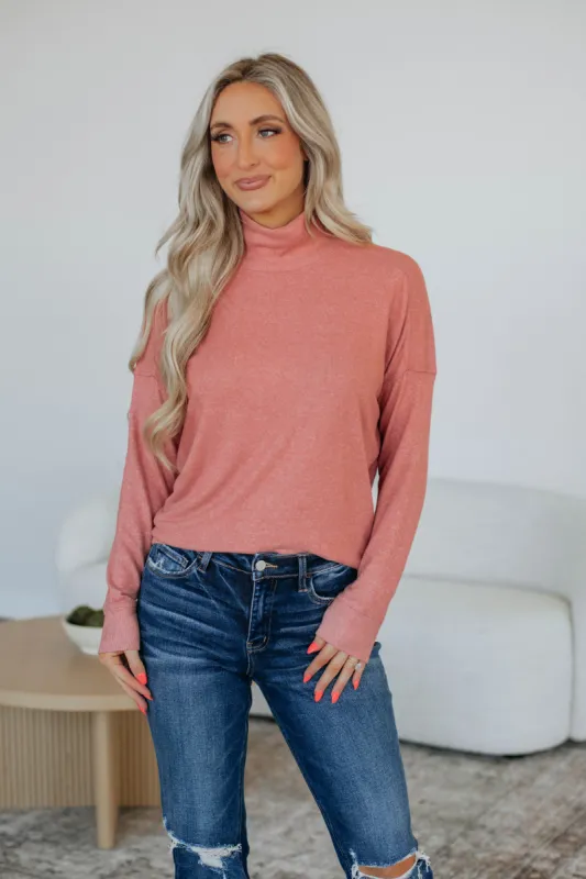 Marceline Long Sleeve Top - Salmon sold by Wild Oak Boutique