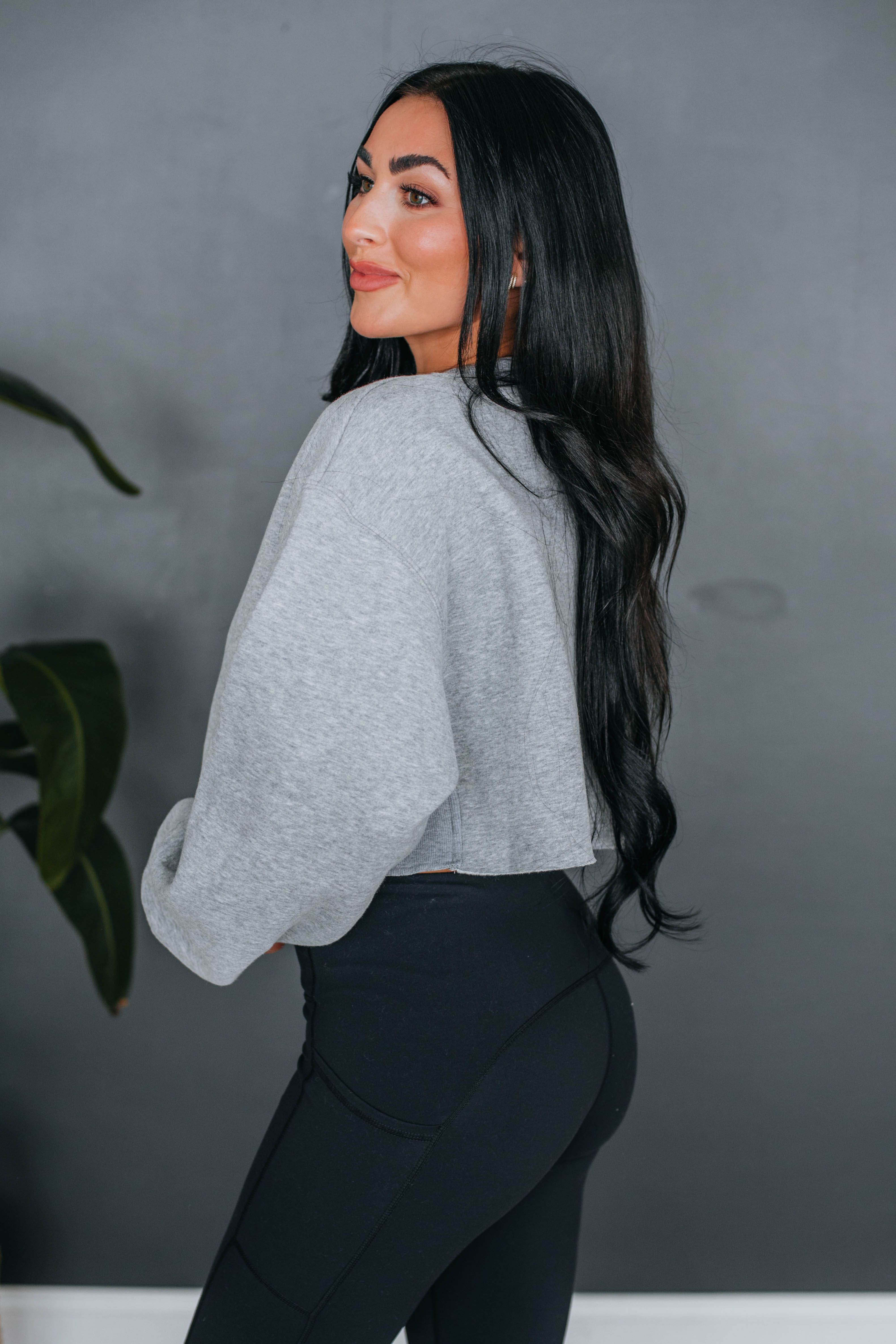 Tara Cropped Sweatshirt - Heather Grey sold by Wild Oak Boutique product image thumbnail 3