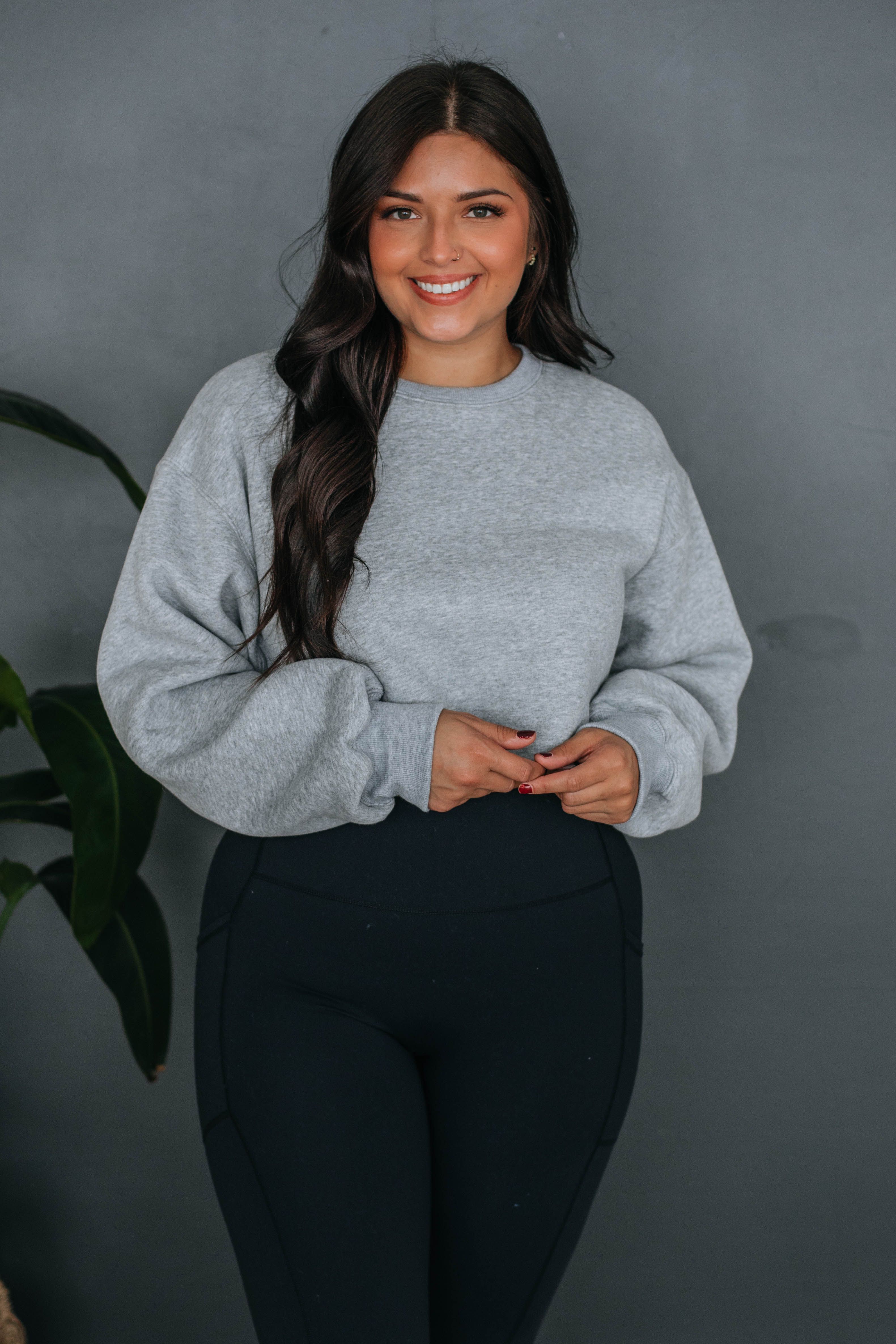 Tara Cropped Sweatshirt - Heather Grey sold by Wild Oak Boutique product image thumbnail 4