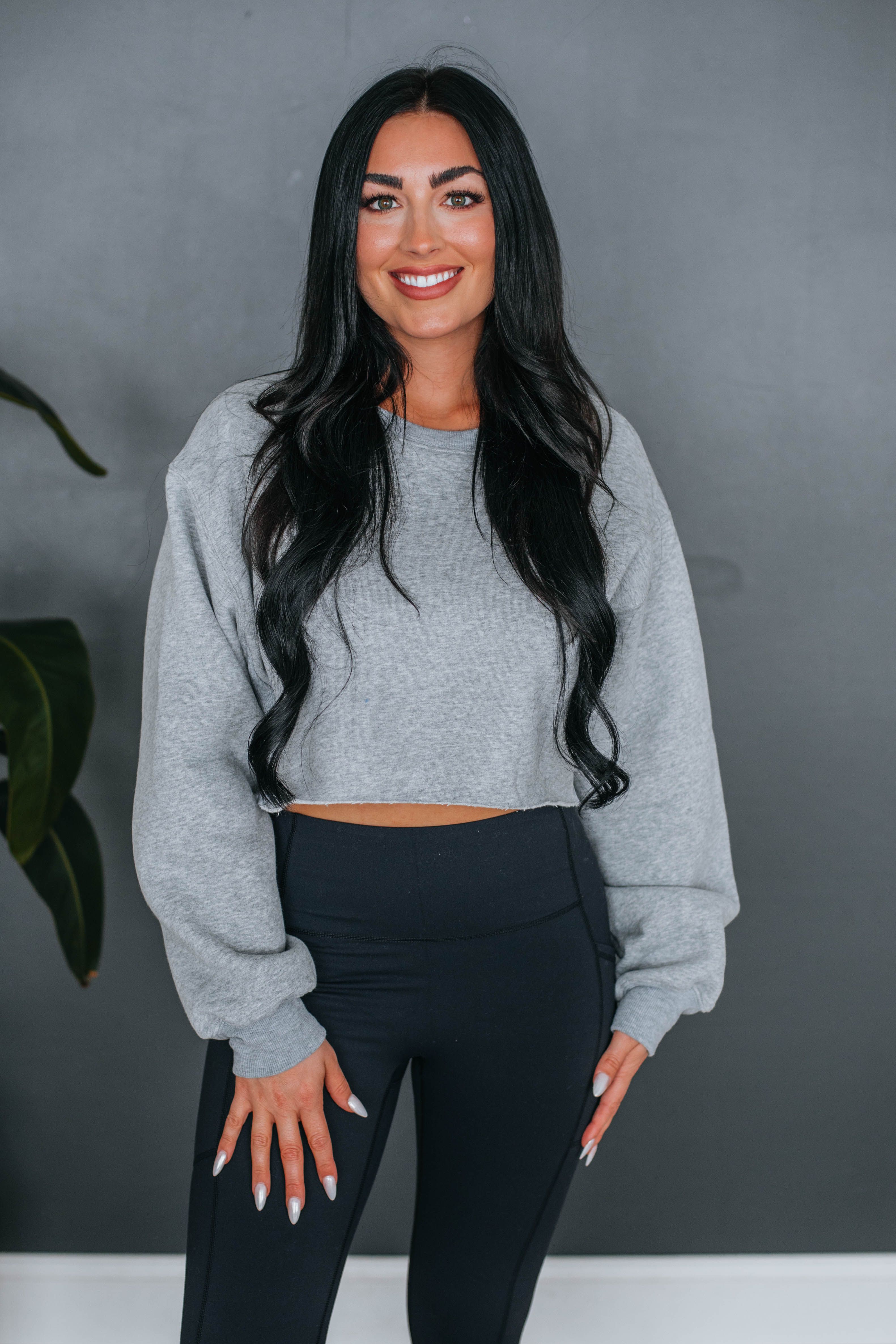 Tara Cropped Sweatshirt - Heather Grey sold by Wild Oak Boutique