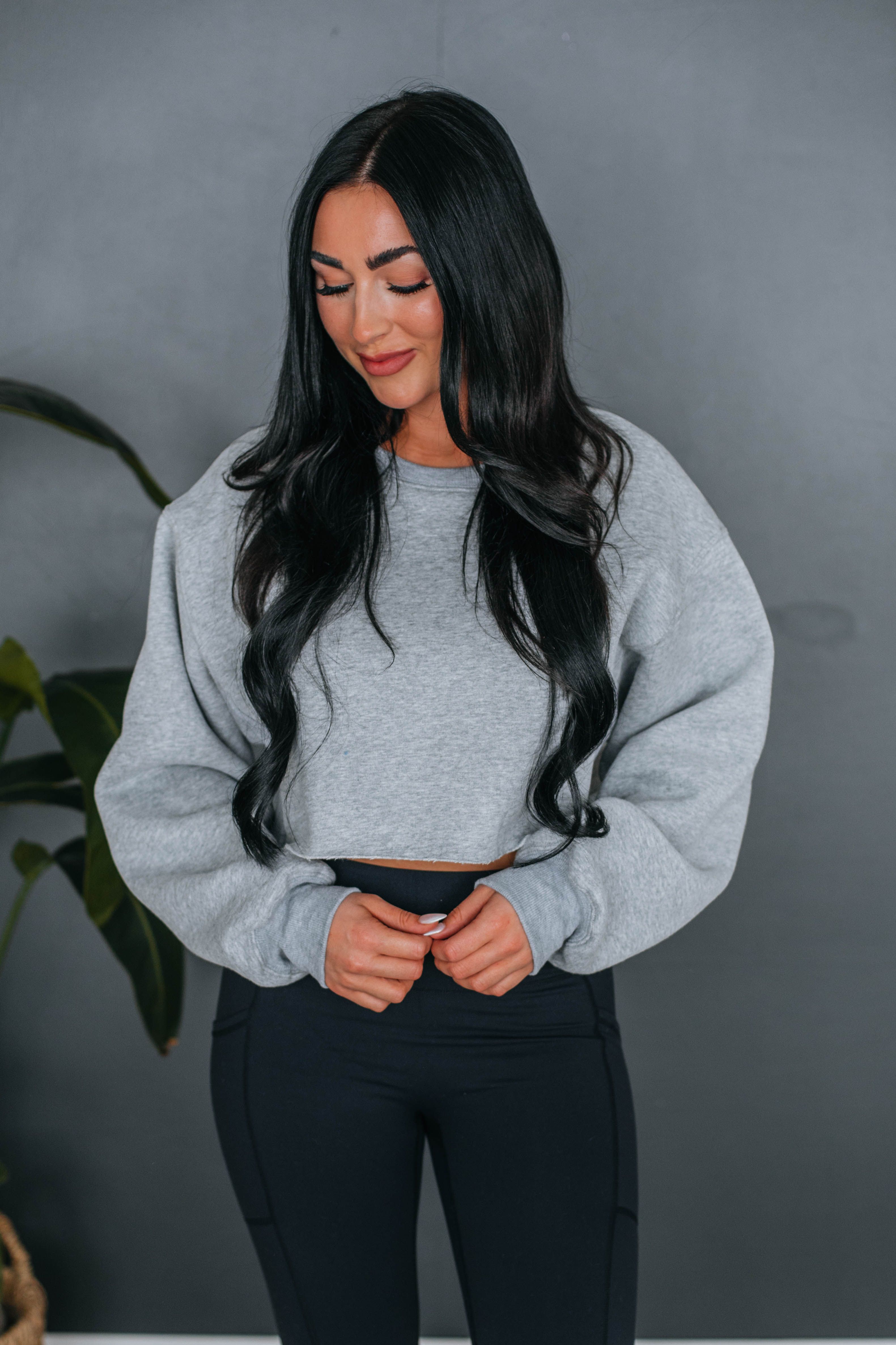 Tara Cropped Sweatshirt - Heather Grey sold by Wild Oak Boutique product image thumbnail 5
