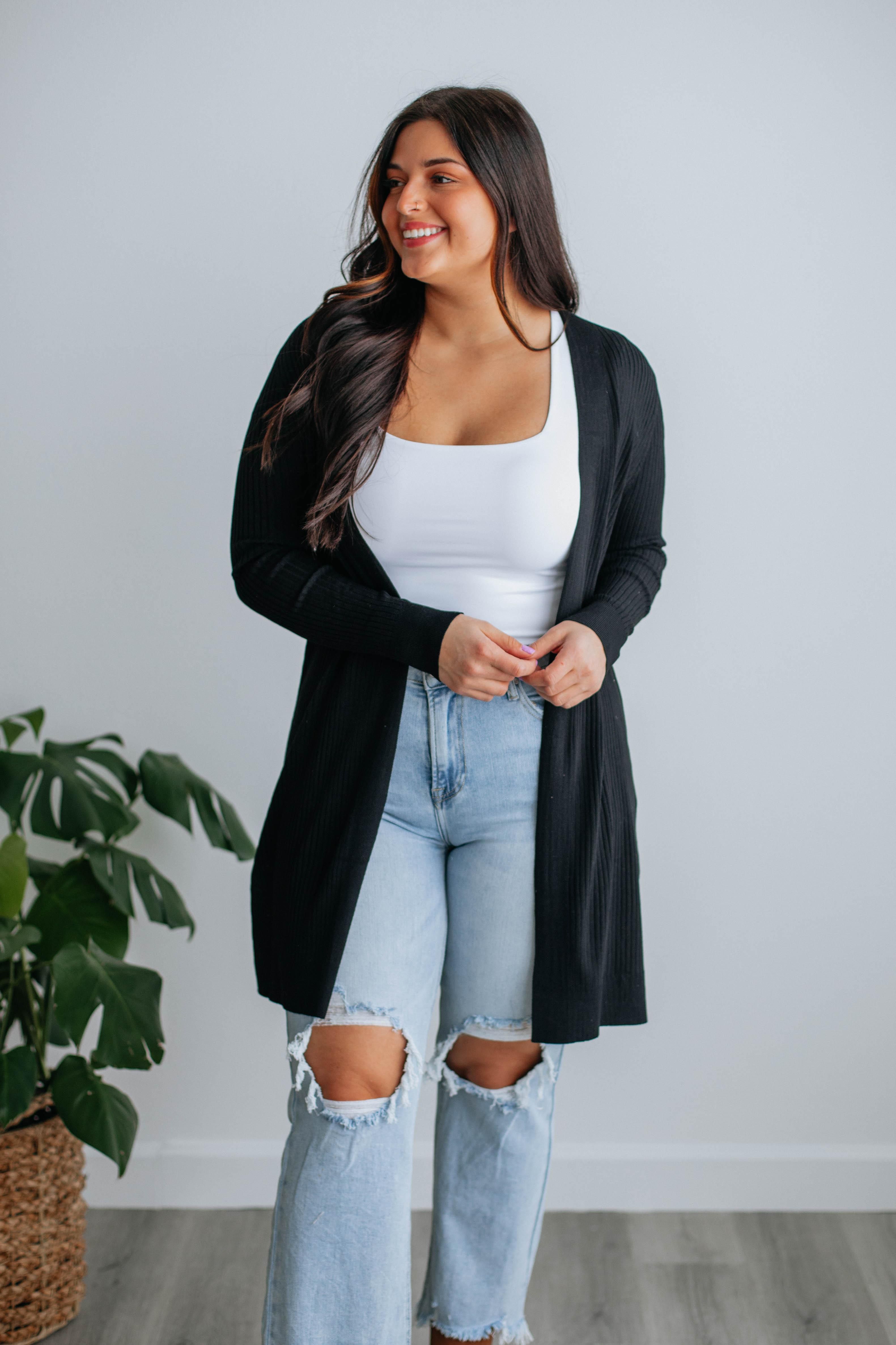 Maylin Ribbed Cardigan - Black sold by Wild Oak Boutique product image thumbnail 2