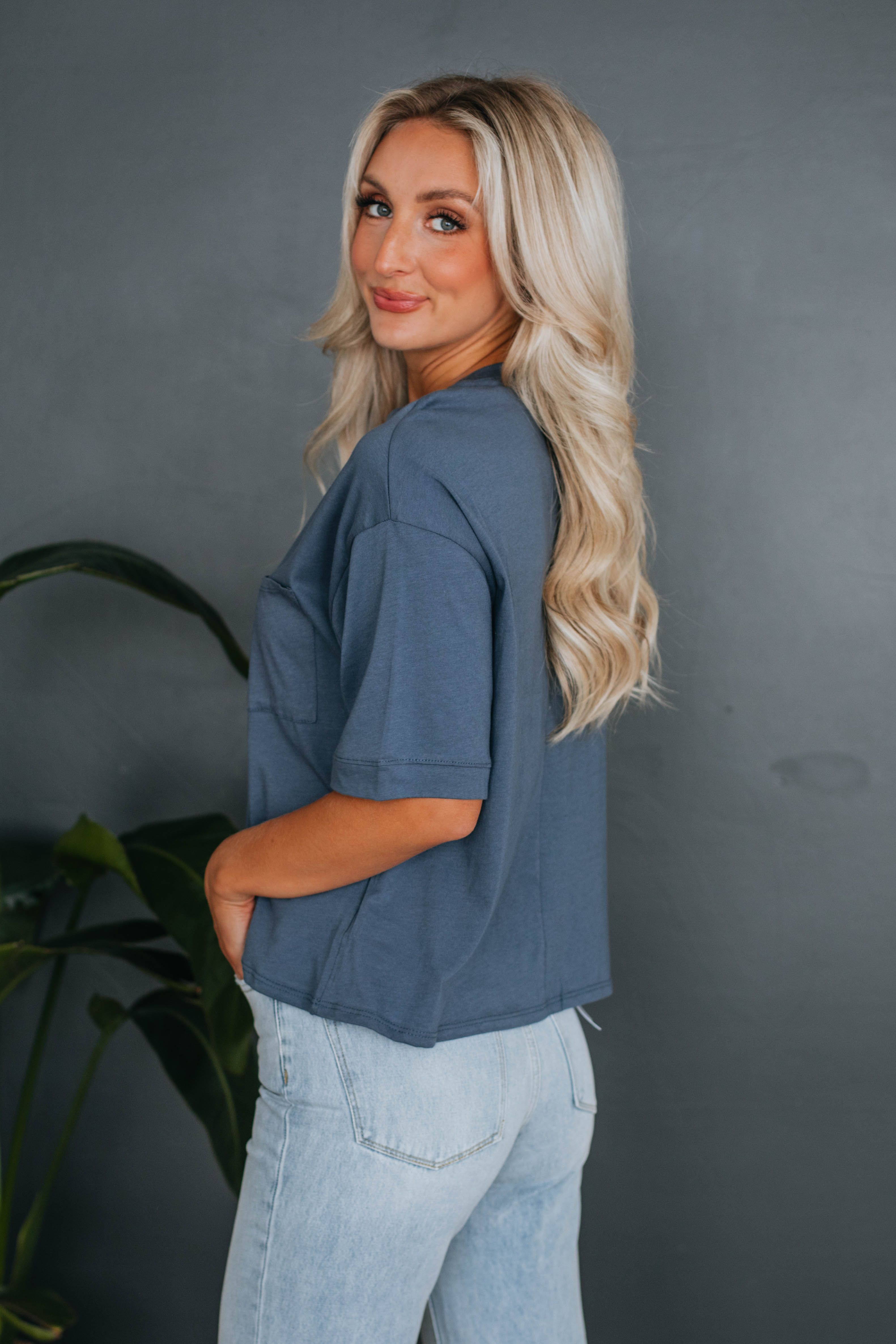 Donna Basic Tee - Steel Blue sold by Wild Oak Boutique product image thumbnail 5