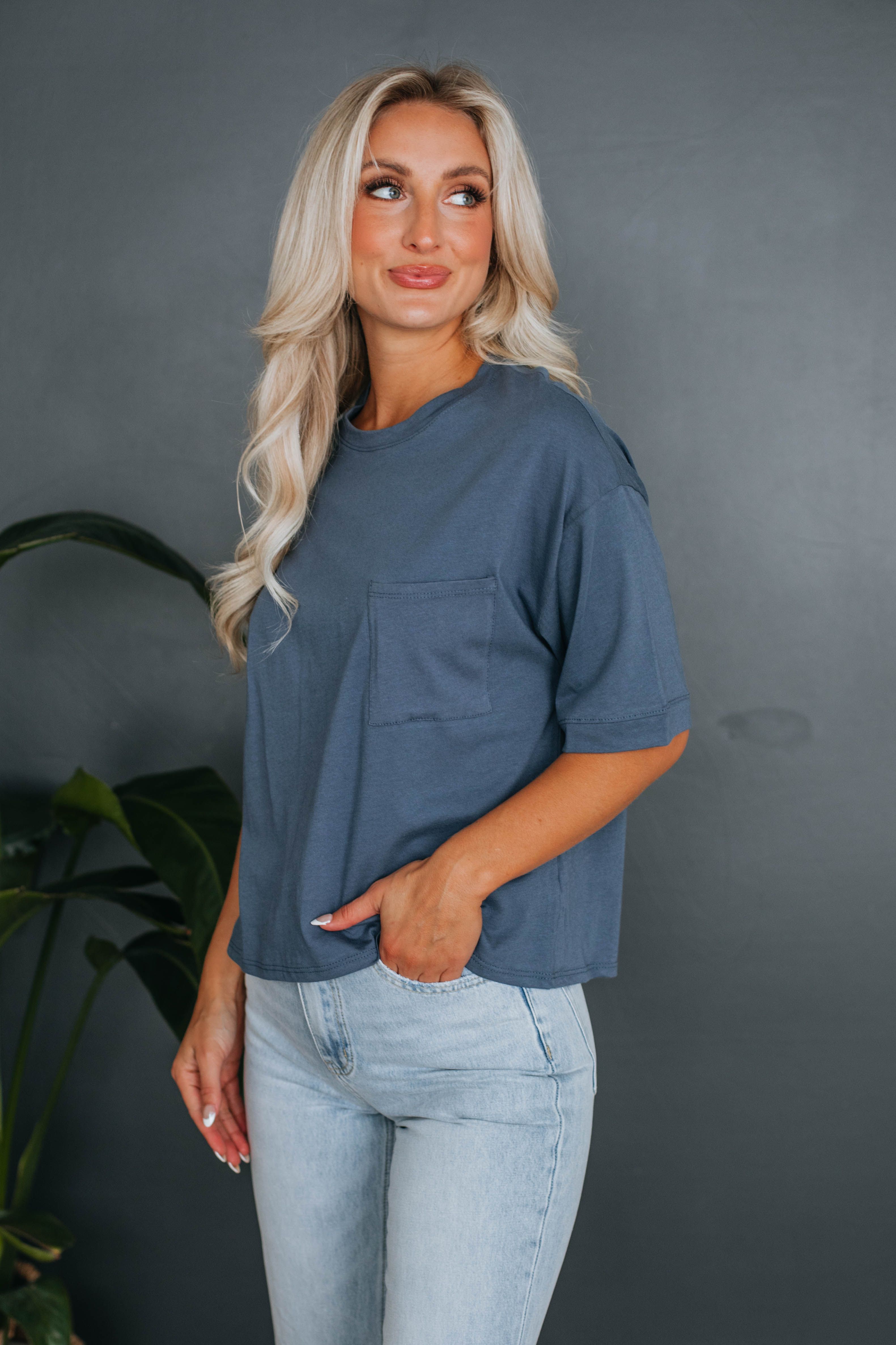 Donna Basic Tee - Steel Blue sold by Wild Oak Boutique product image thumbnail 3