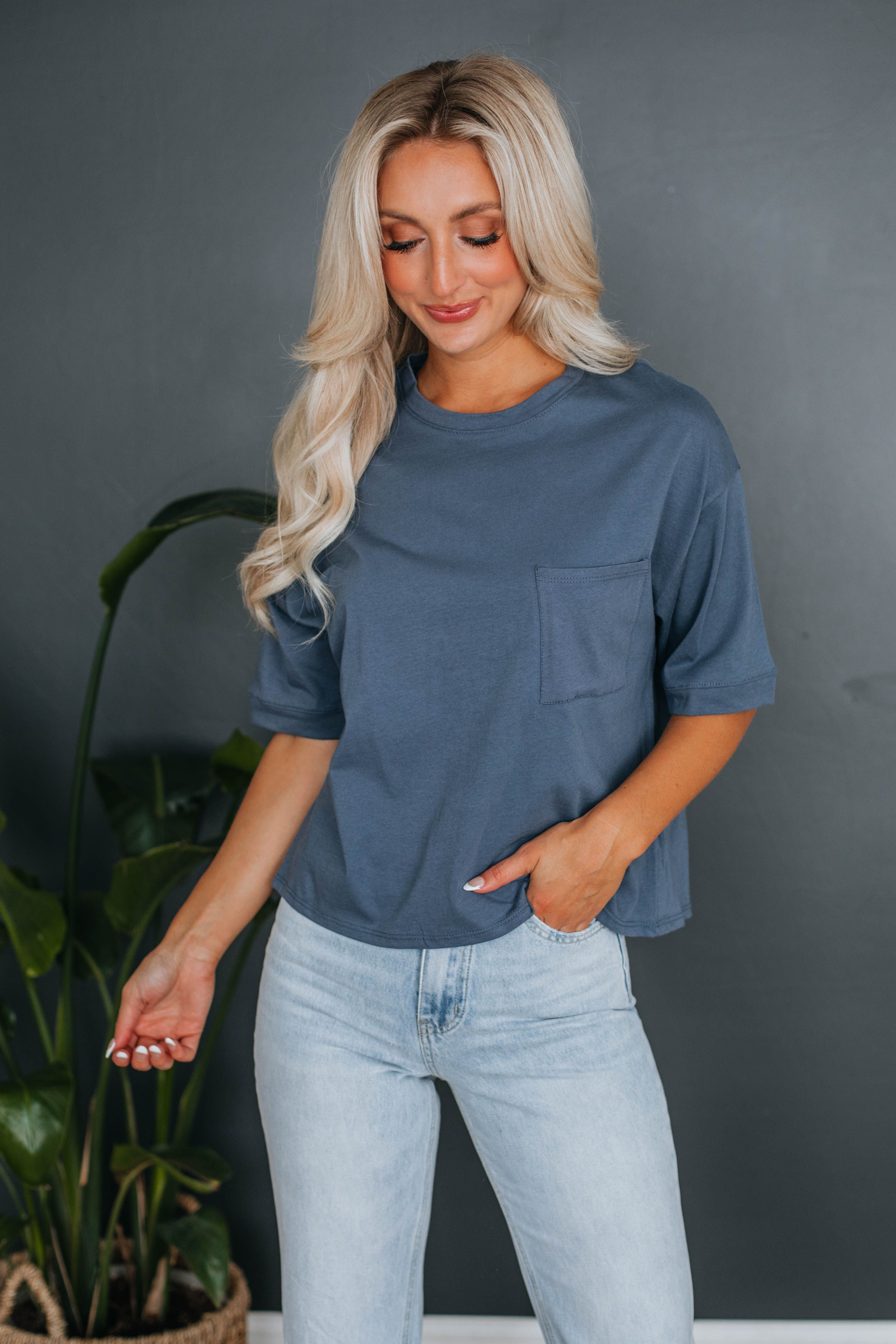 Donna Basic Tee - Steel Blue sold by Wild Oak Boutique product image thumbnail 4
