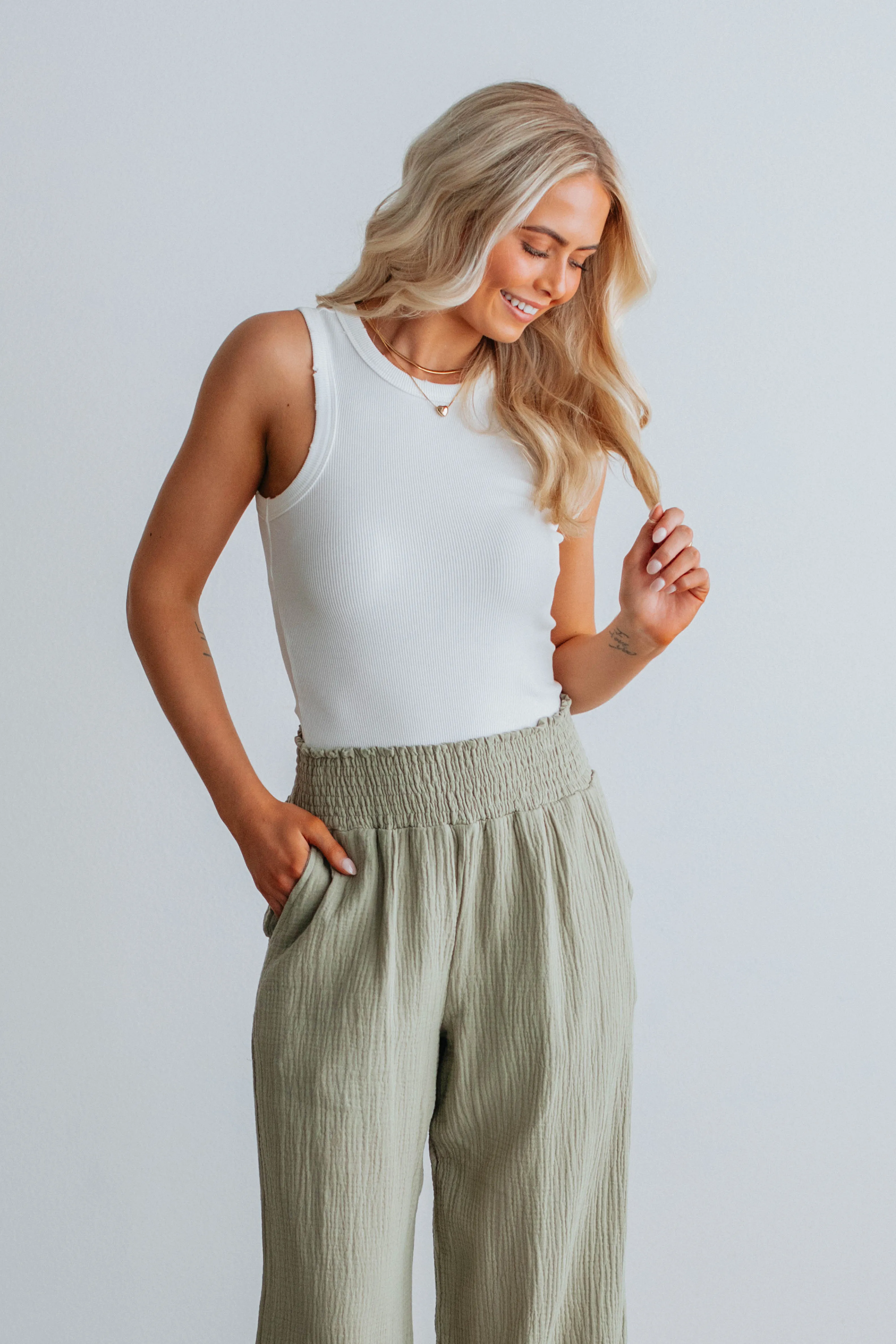 Haley Ribbed Tank - Ivory sold by Wild Oak Boutique