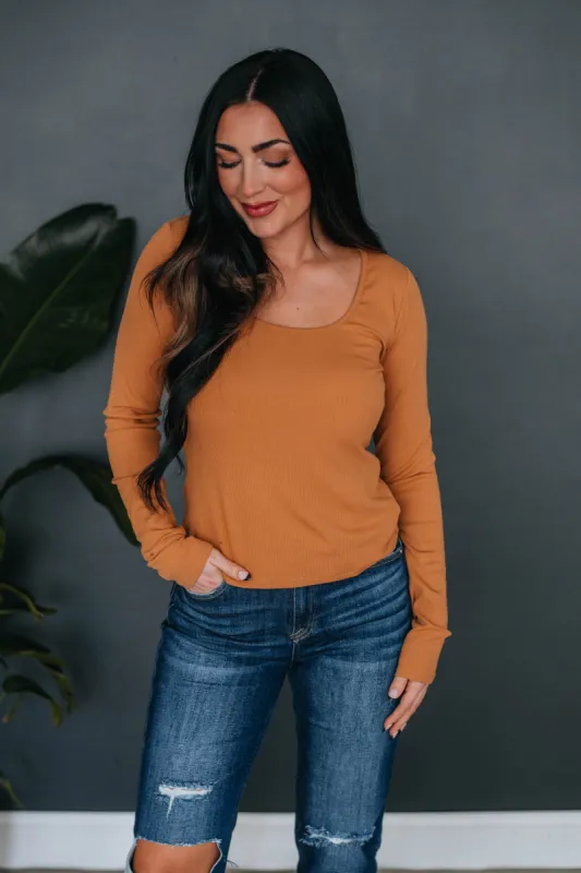 Kiara Ribbed Top - Light Camel sold by Wild Oak Boutique