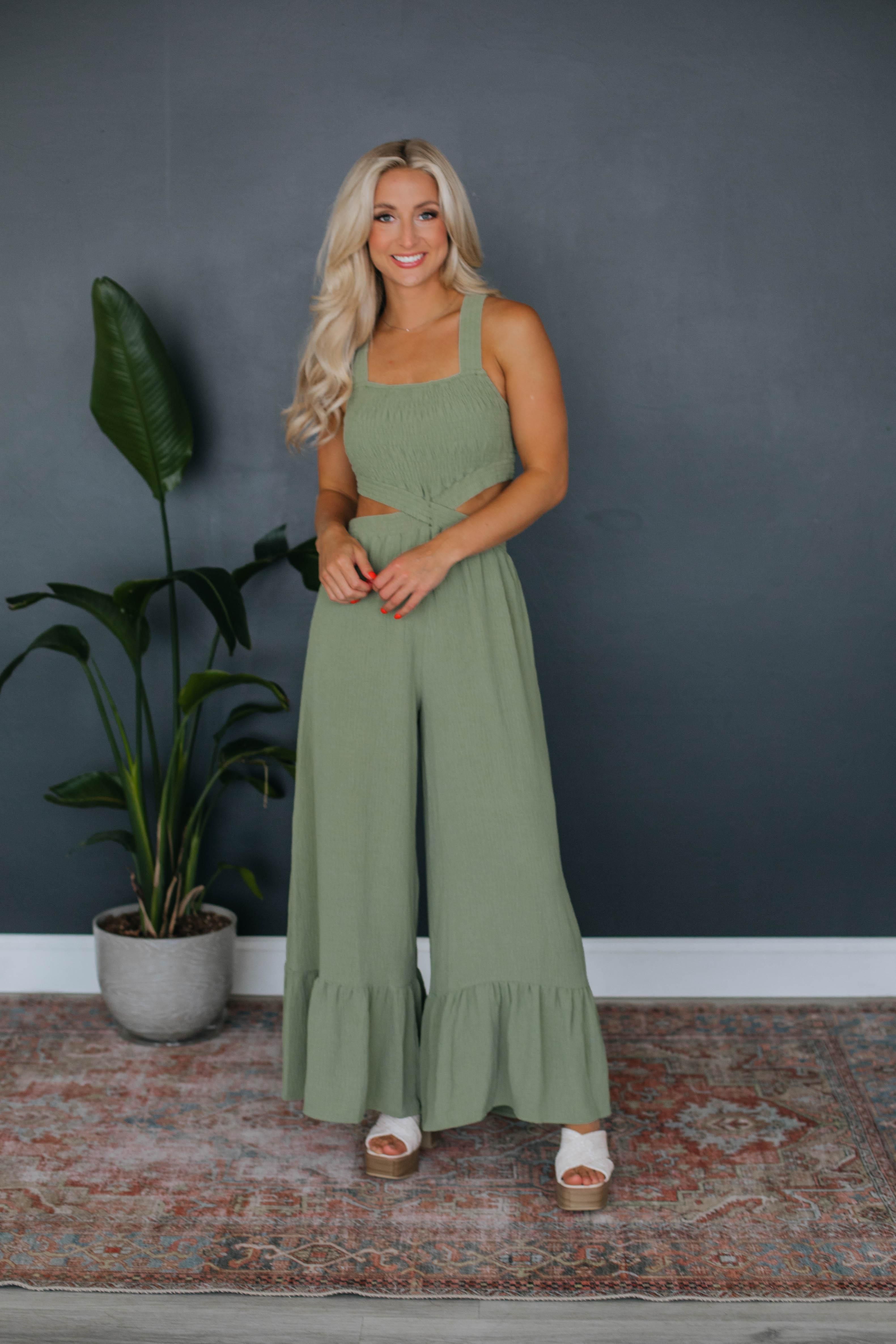 Deanna Cutout Jumpsuit - Olive sold by Wild Oak Boutique product image thumbnail 5