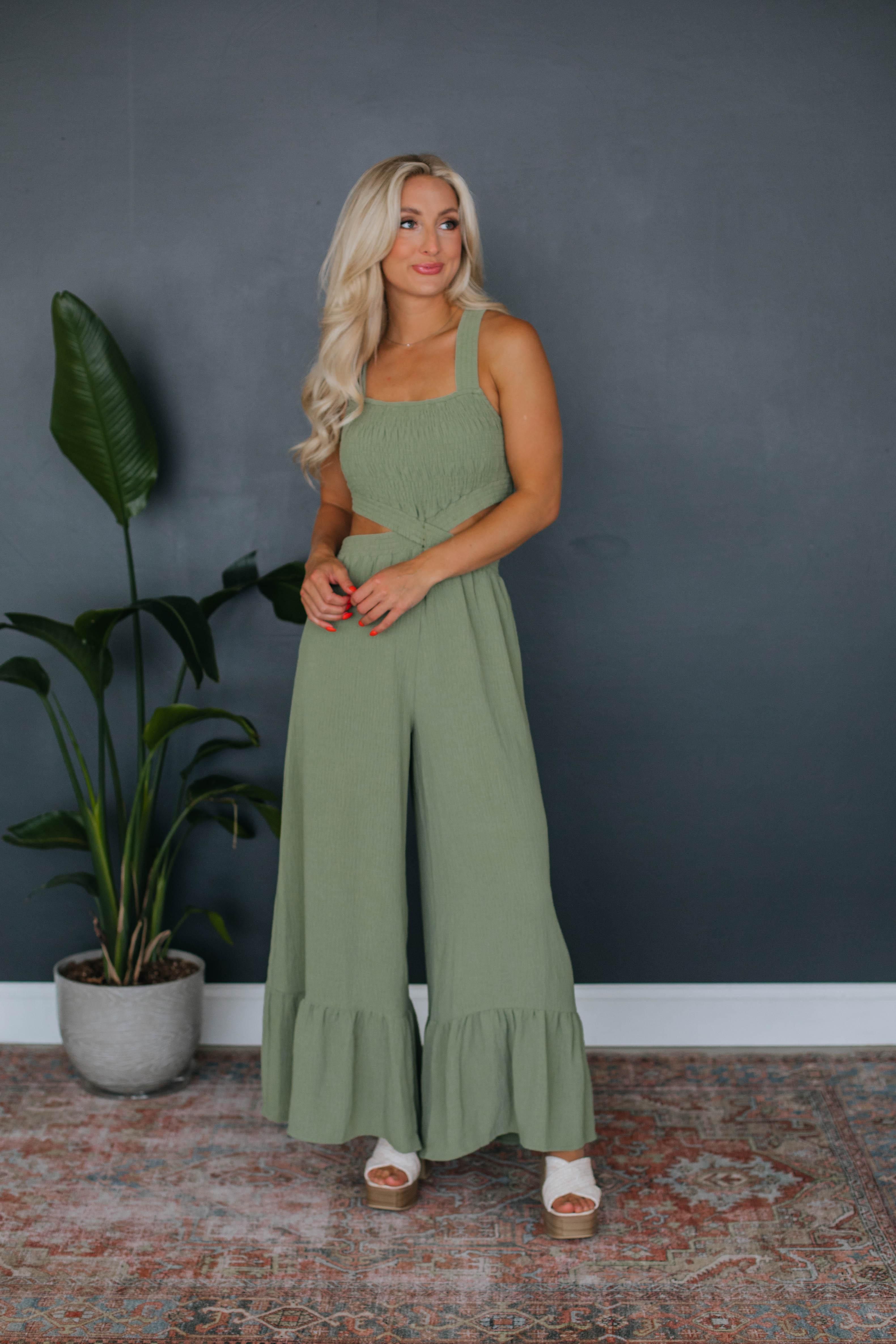 Deanna Cutout Jumpsuit - Olive sold by Wild Oak Boutique product image thumbnail 4