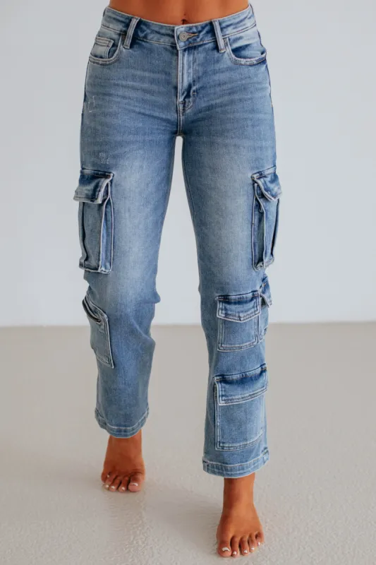 Tracey Hidden Cargo Jeans - Staredown sold by Wild Oak Boutique