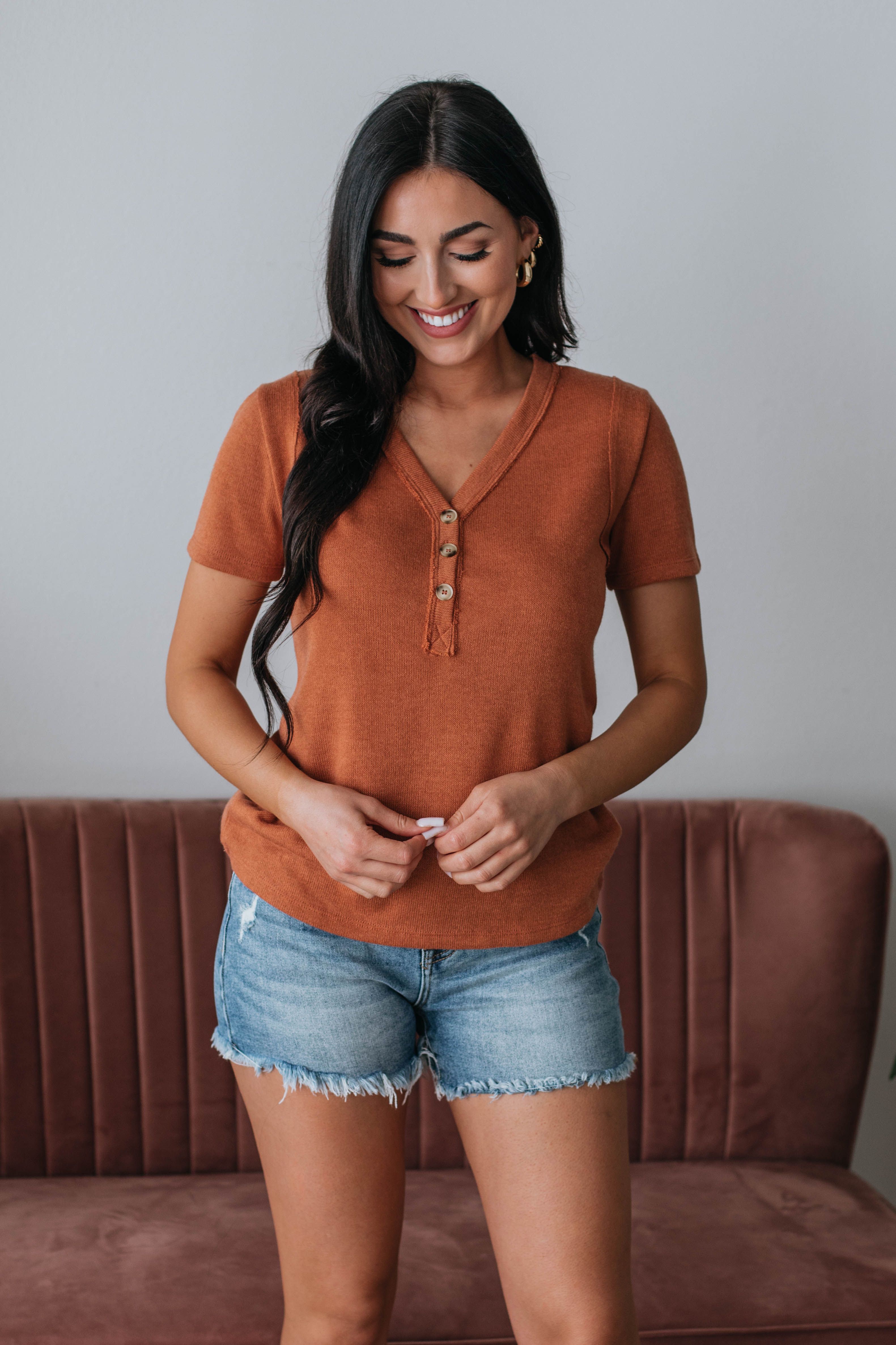 Kaylee Knit Top - Clay sold by Wild Oak Boutique