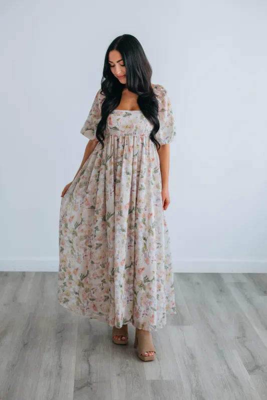 Breanna Floral Babydoll Dress - Light Pink Mix sold by Wild Oak Boutique
